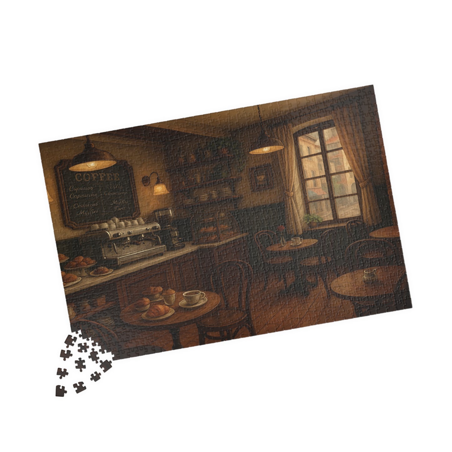 Cozy Parisian Café Jigsaw Puzzle – Coffee & Croissants