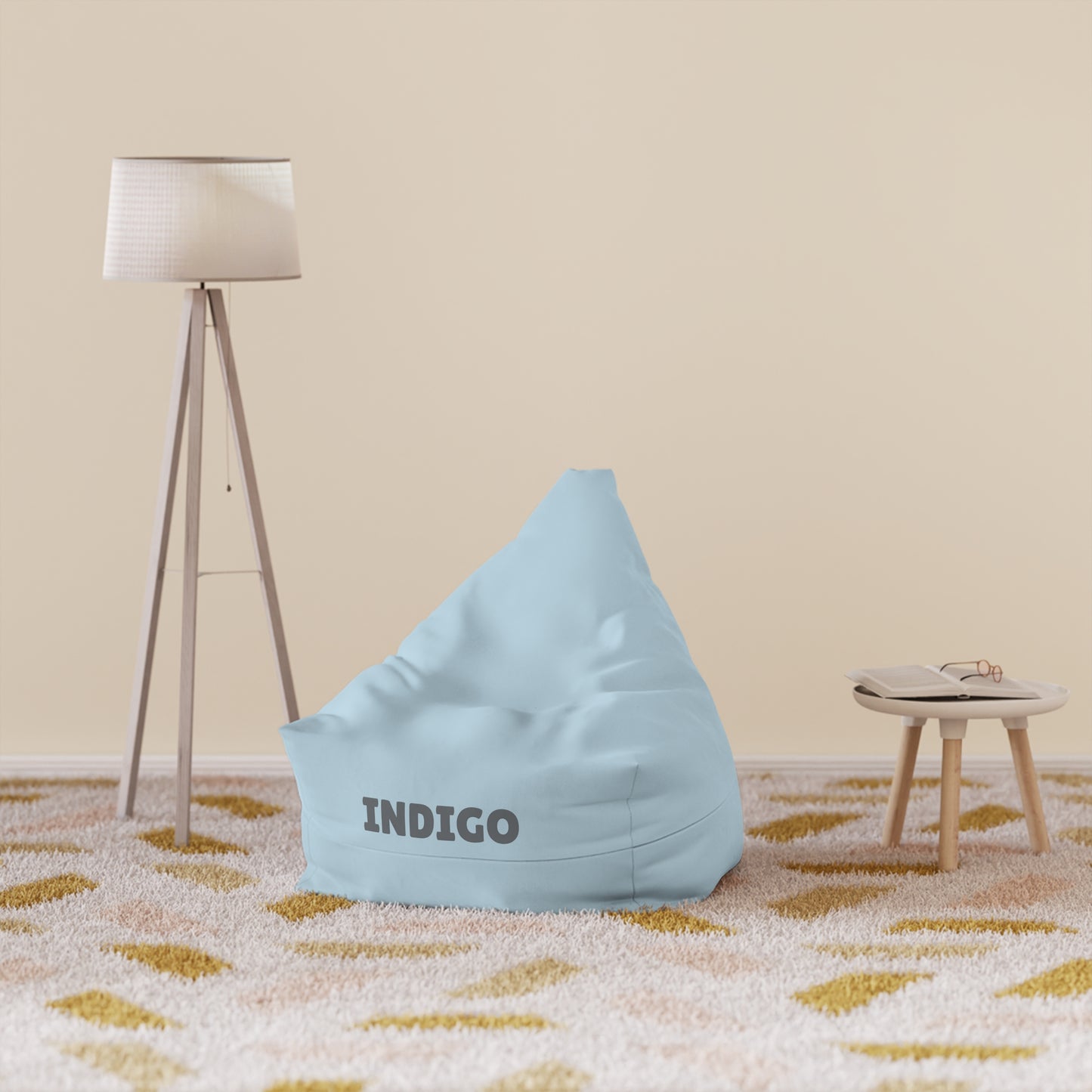Personalized "Indigo" Bean Bag Chair Cover – Soft Powder Blue Indoor Lounge Cover