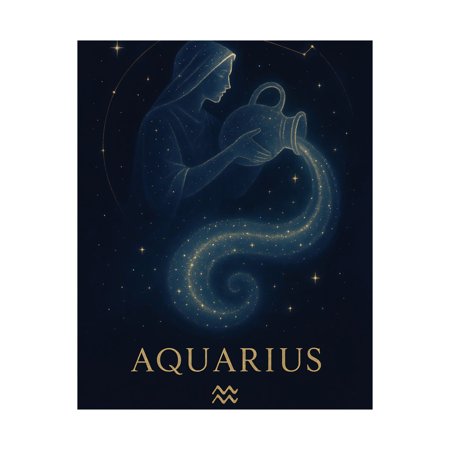 Aquarius Zodiac Constellation Matte Poster – Celestial Water Bearer Astrology Wall Art Print (Multiple Sizes)