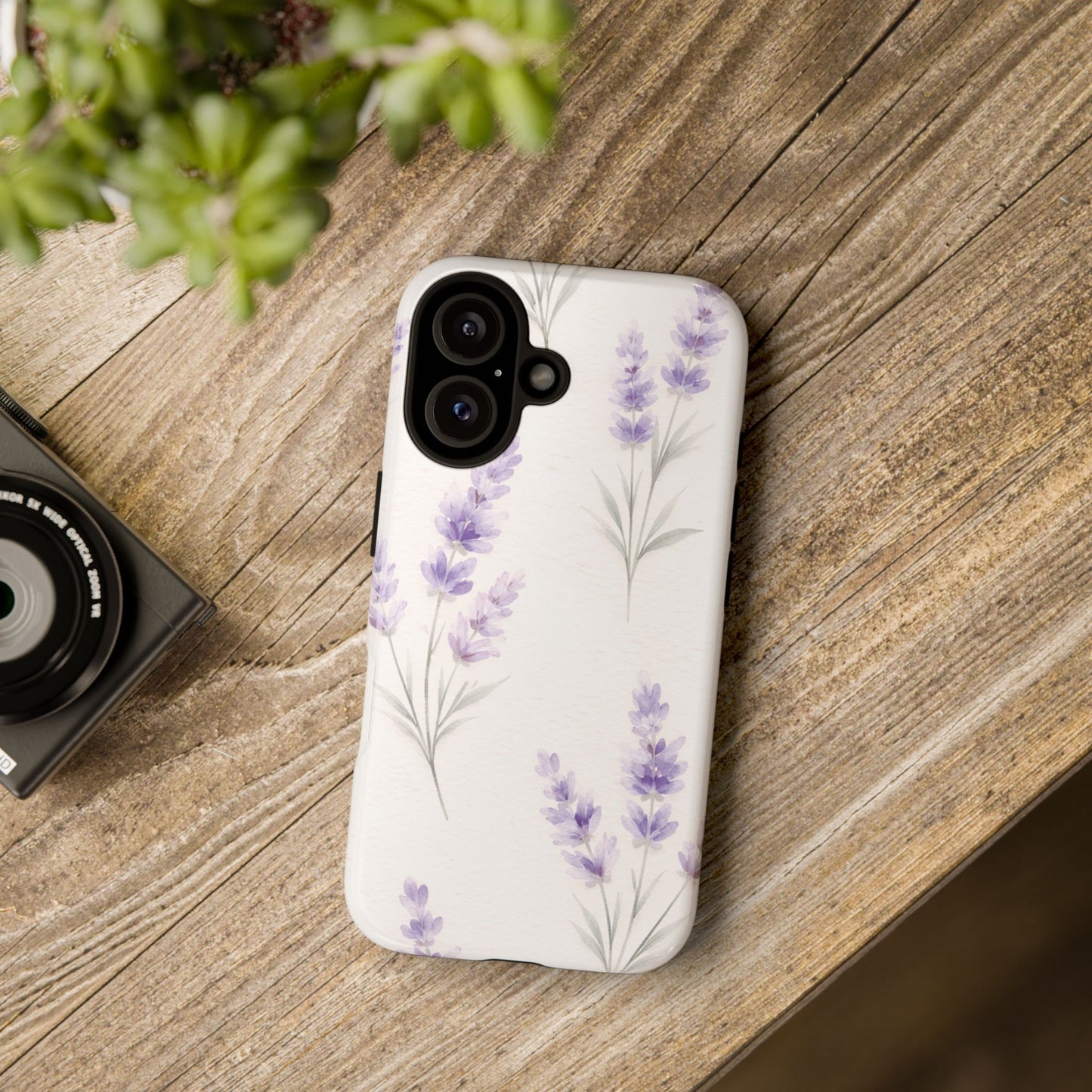 Lavender Floral Phone Case — Protective Tough Case with Purple Botanical Print