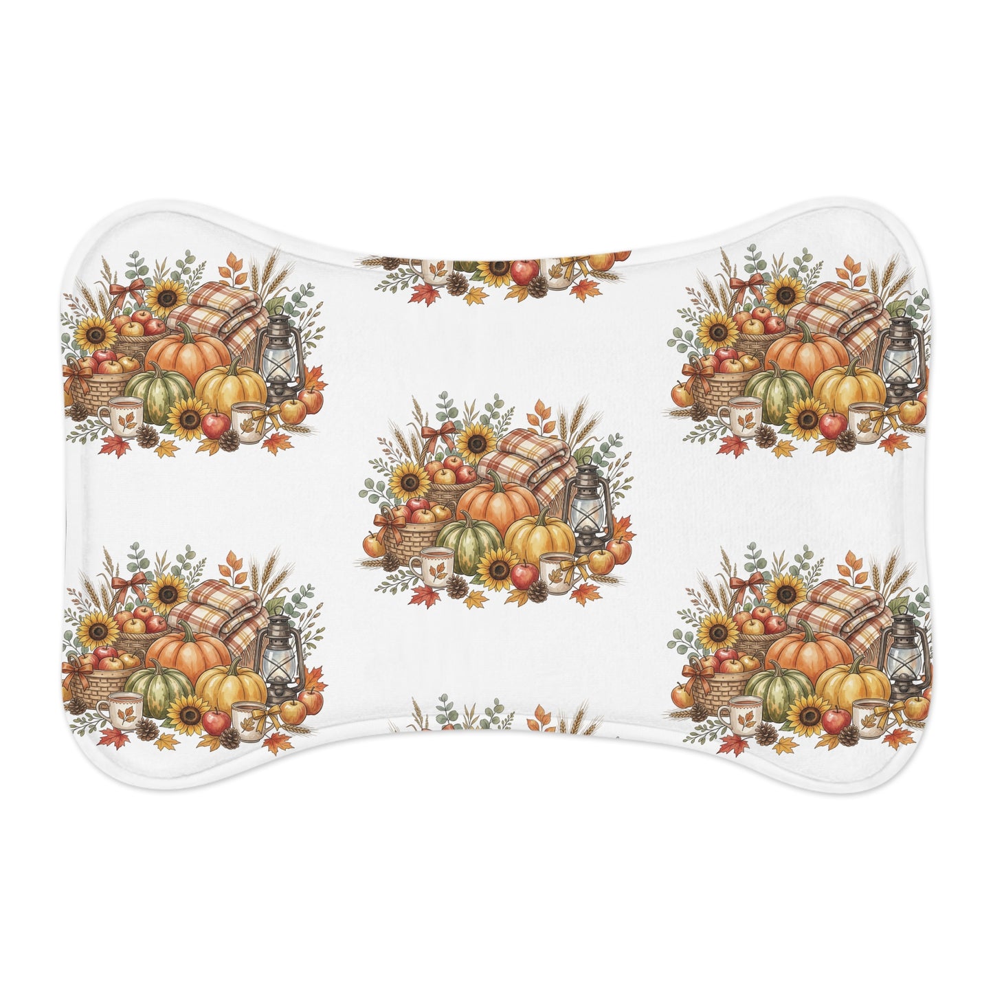 Autumn Harvest Pet Feeding Mat — Fall Pumpkin & Sunflower Placemat for Dogs
