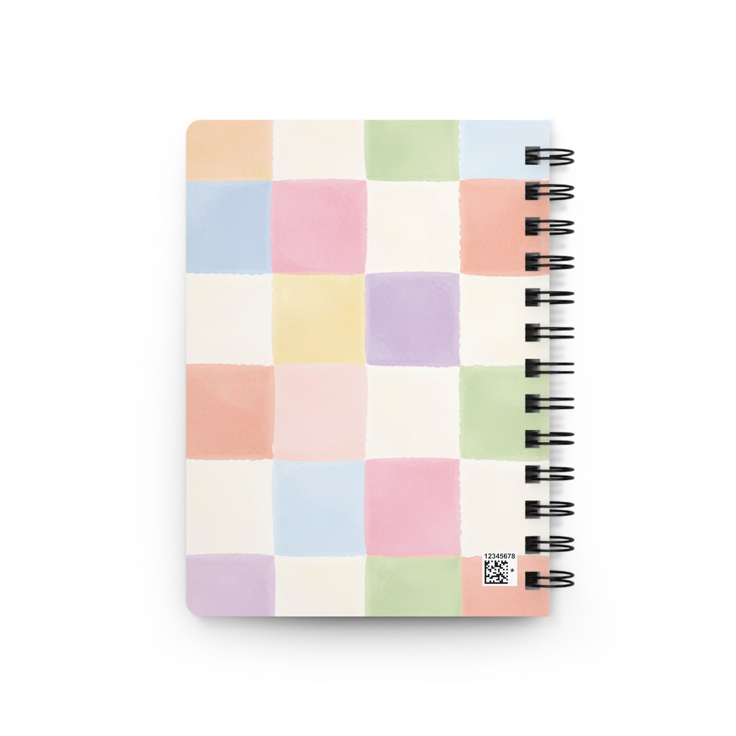 Pastel Checkered Spiral Journal - Watercolor Grid Notebook for Notes & Planning