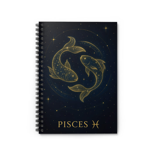 Pisces Zodiac Galaxy Spiral Notebook – Celestial Astrology Writing Journal (6" x 8", 118 Pages)