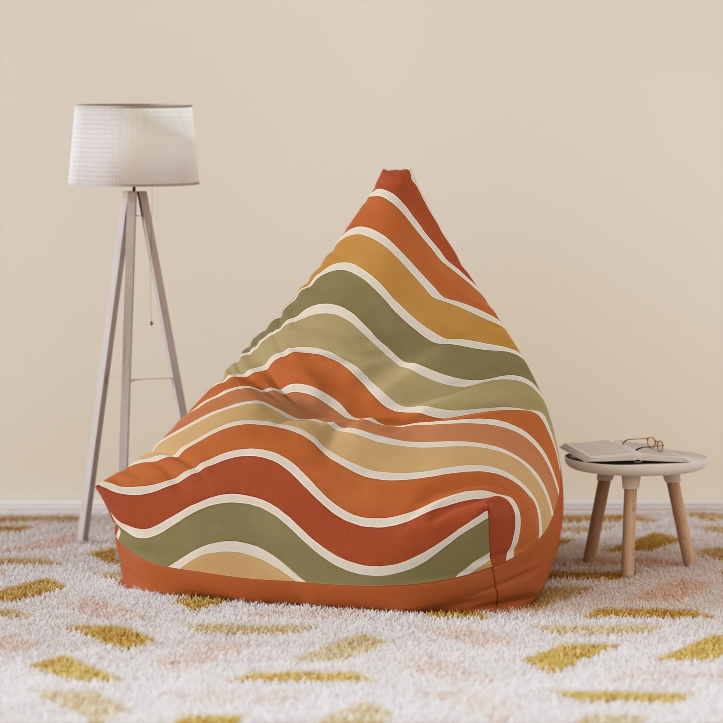 Retro Wave Bean Bag Chair Cover for Cozy Living Room, Fun Seating, Dorm Decor, Kids Room, Stylish Home Accessory