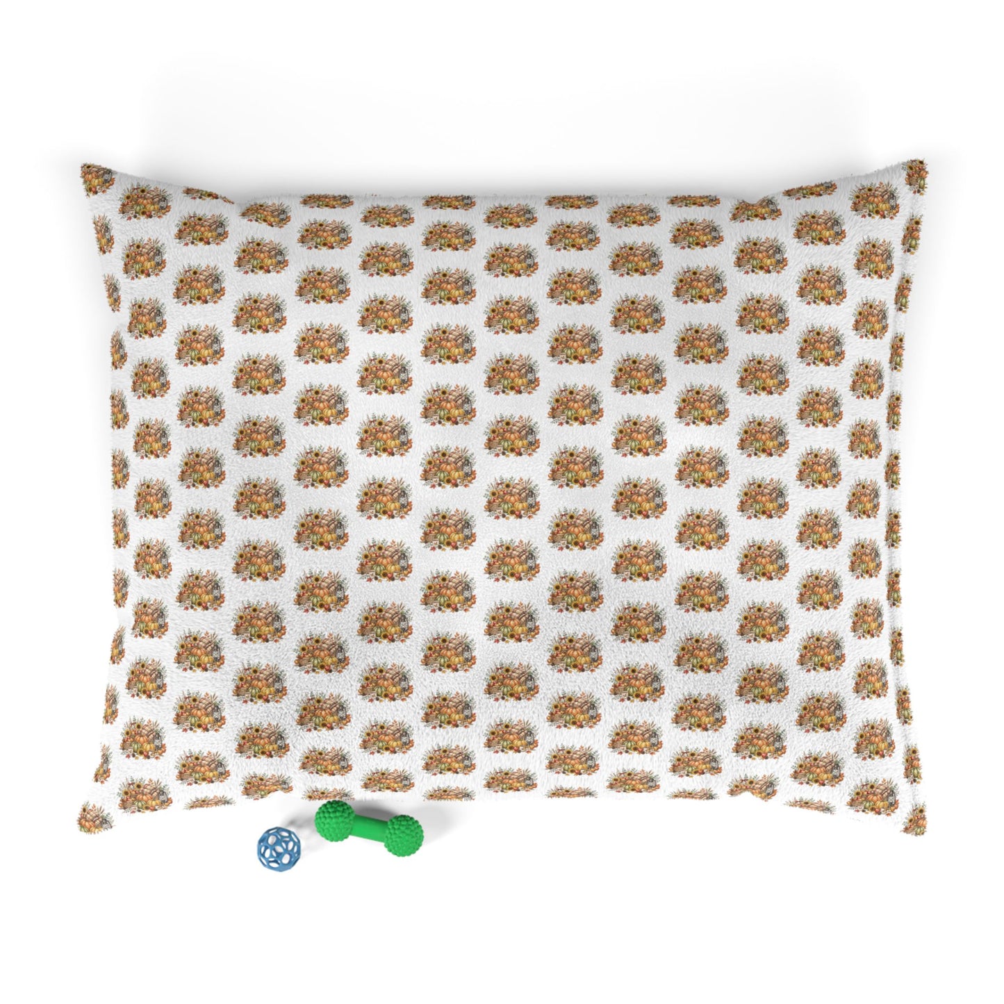 Autumn Harvest Pet Bed — Fall Pumpkin & Sunflower Dog Cushion