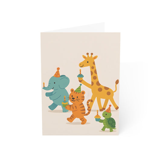 Animal Parade Birthday Card – Cute Kids Greeting with Envelope