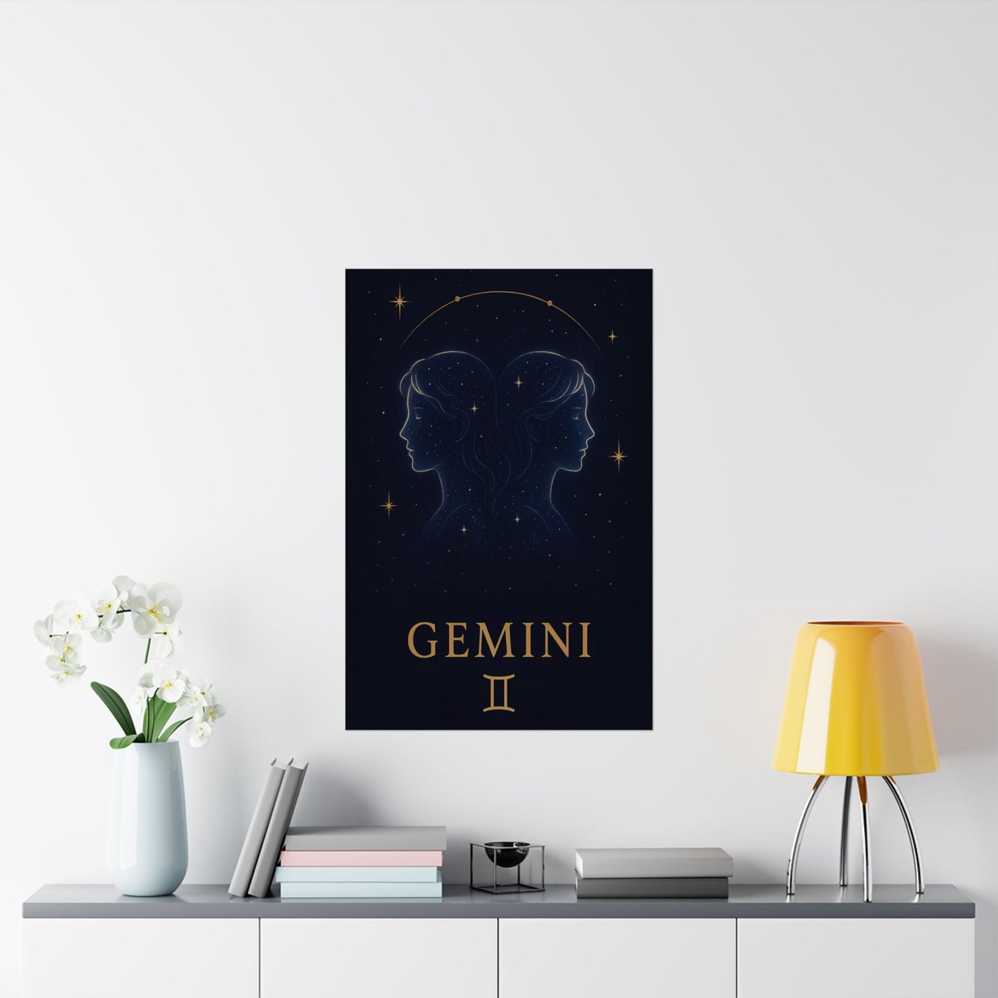 Gemini Zodiac Constellation Matte Poster – Celestial Astrology Wall Art Print (Multiple Sizes)