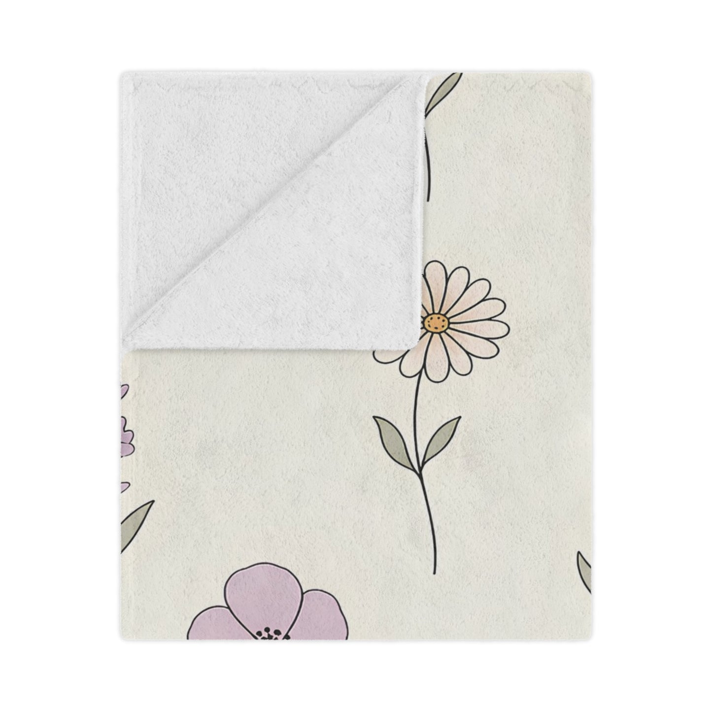 Floral Meadow Minky Blanket – Soft Pastel Wildflower Throw