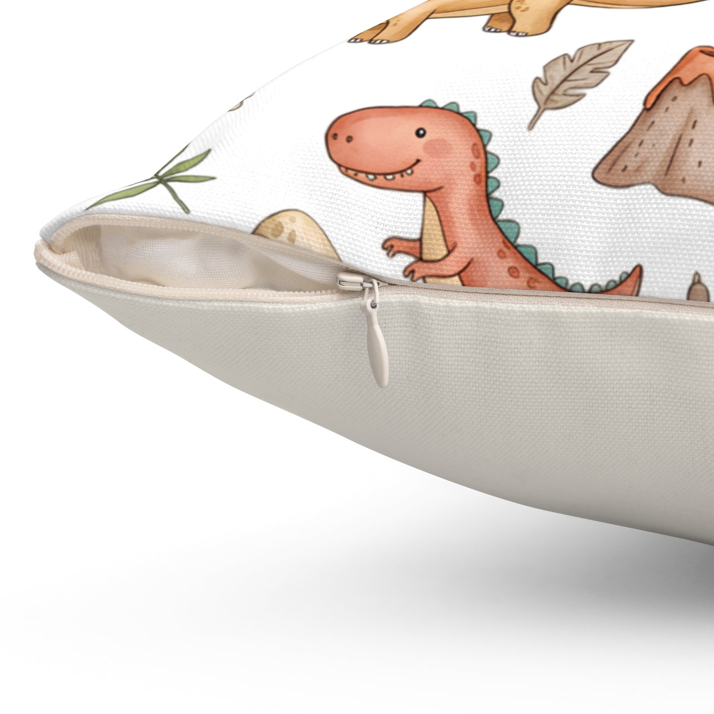 Dinosaur Pattern Spun Polyester Pillow — Cute Nursery Dino Throw Pillow