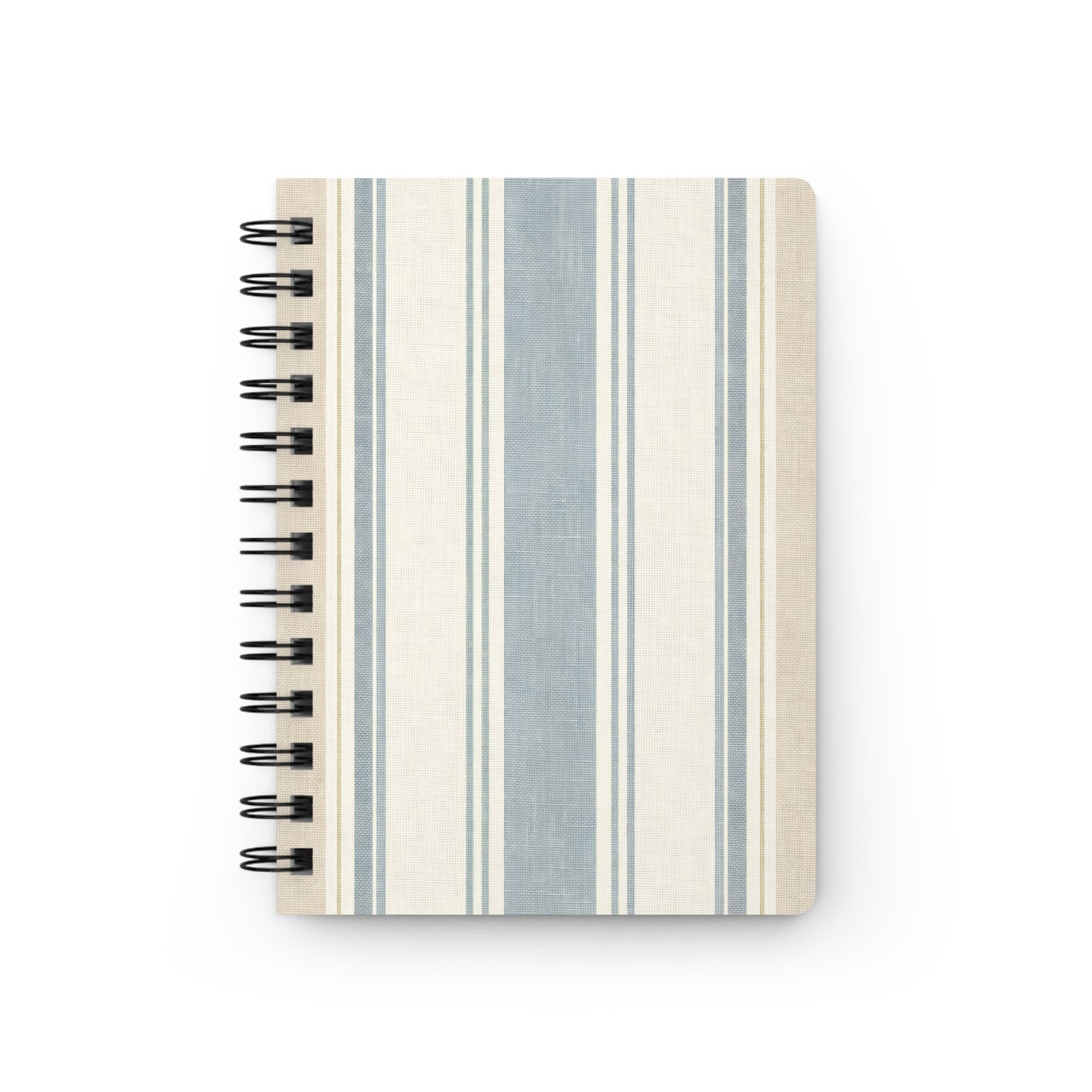 Striped Spiral Journal — Blue Neutral Vintage Notebook