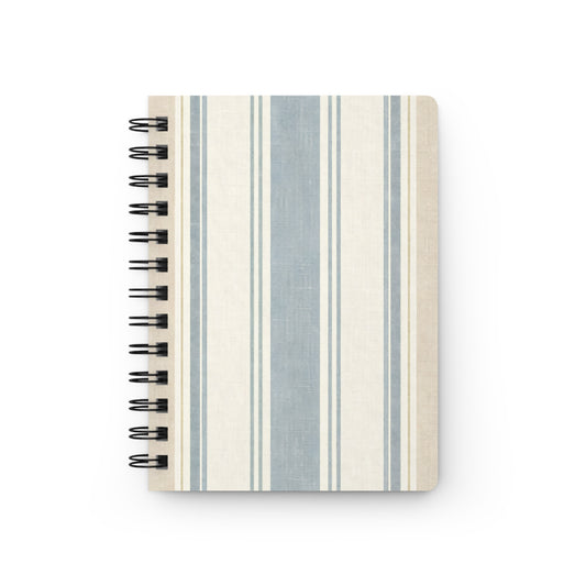 Striped Spiral Journal — Blue Neutral Vintage Notebook