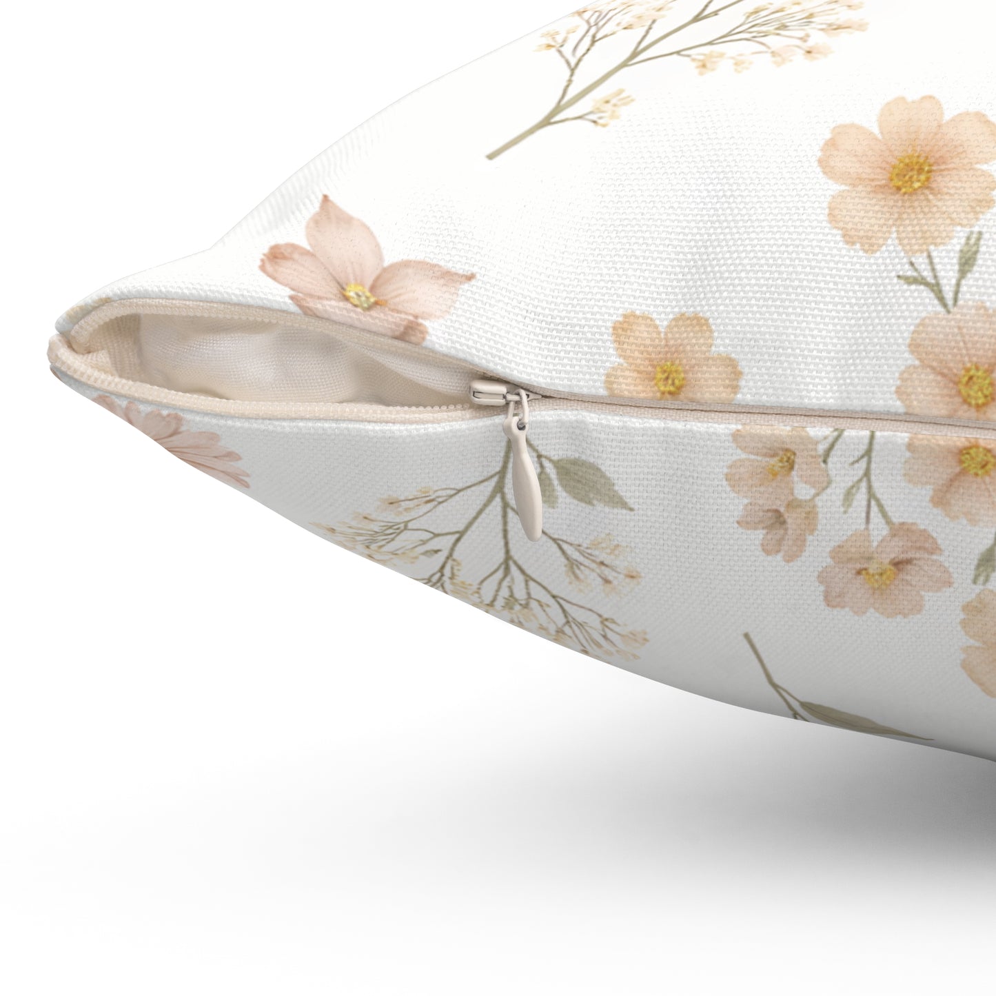 Dainty Wildflower Square Pillow — Pastel Floral Decorative Cushion