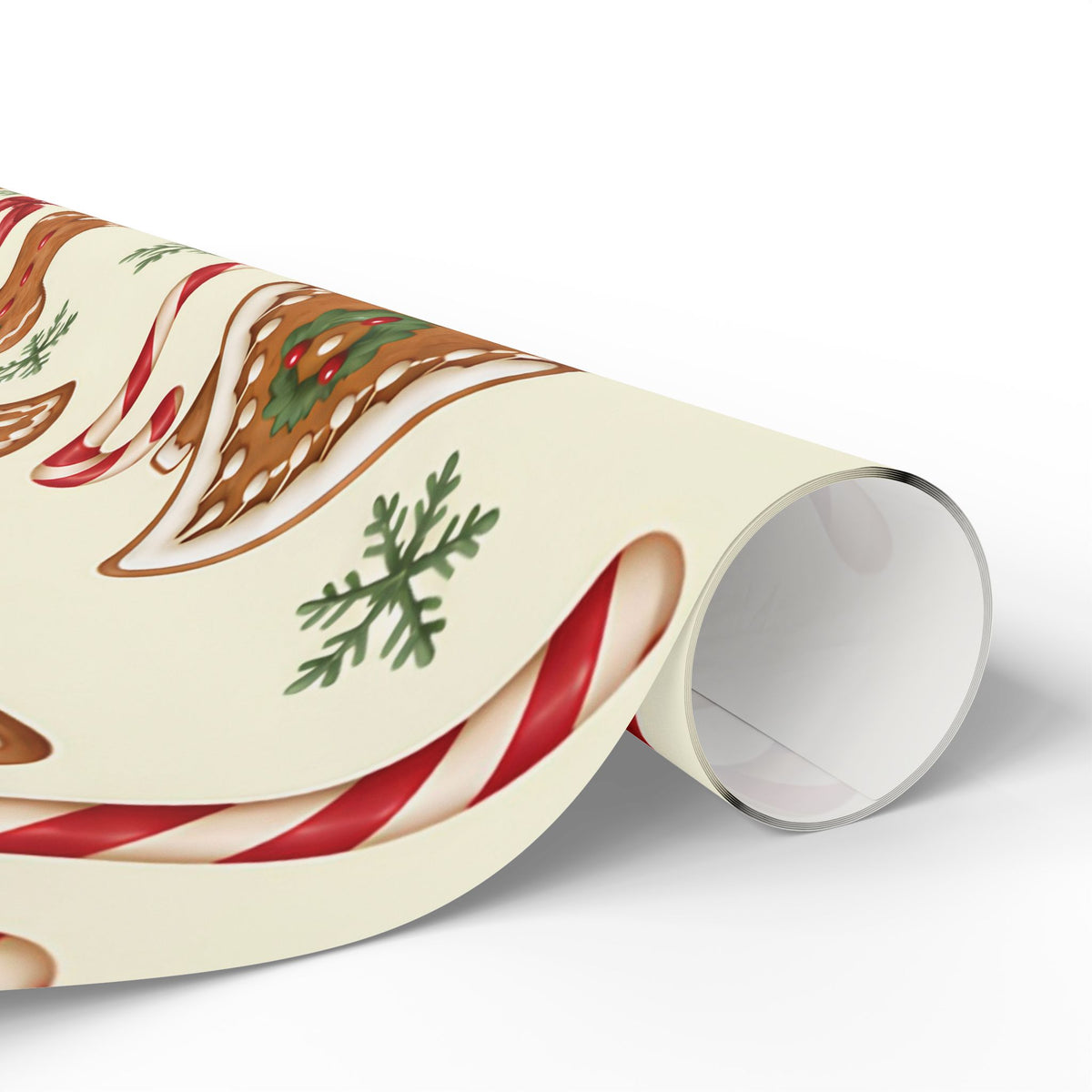 Christmas Candy Cane & Gingerbread Wrapping Paper