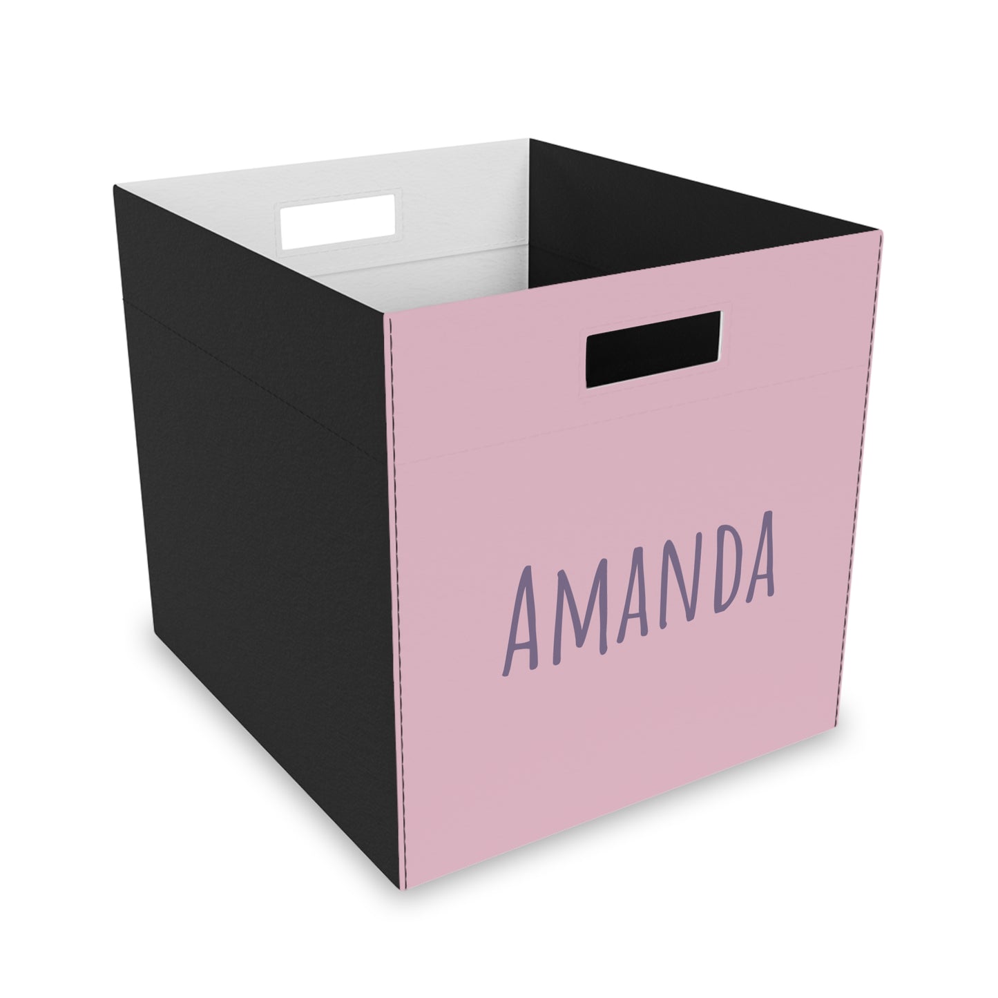 Personalized Felt Storage Box — Pink Name Bin (e.g., "Amanda")