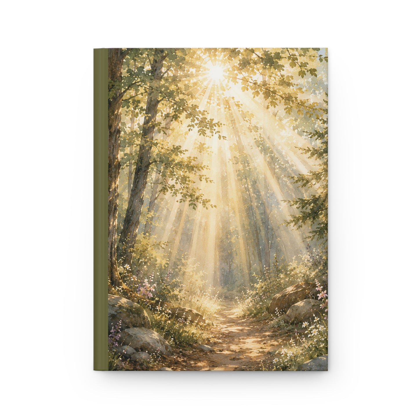 Sunlit Forest Path Hardcover Journal — Peaceful Nature Notebook