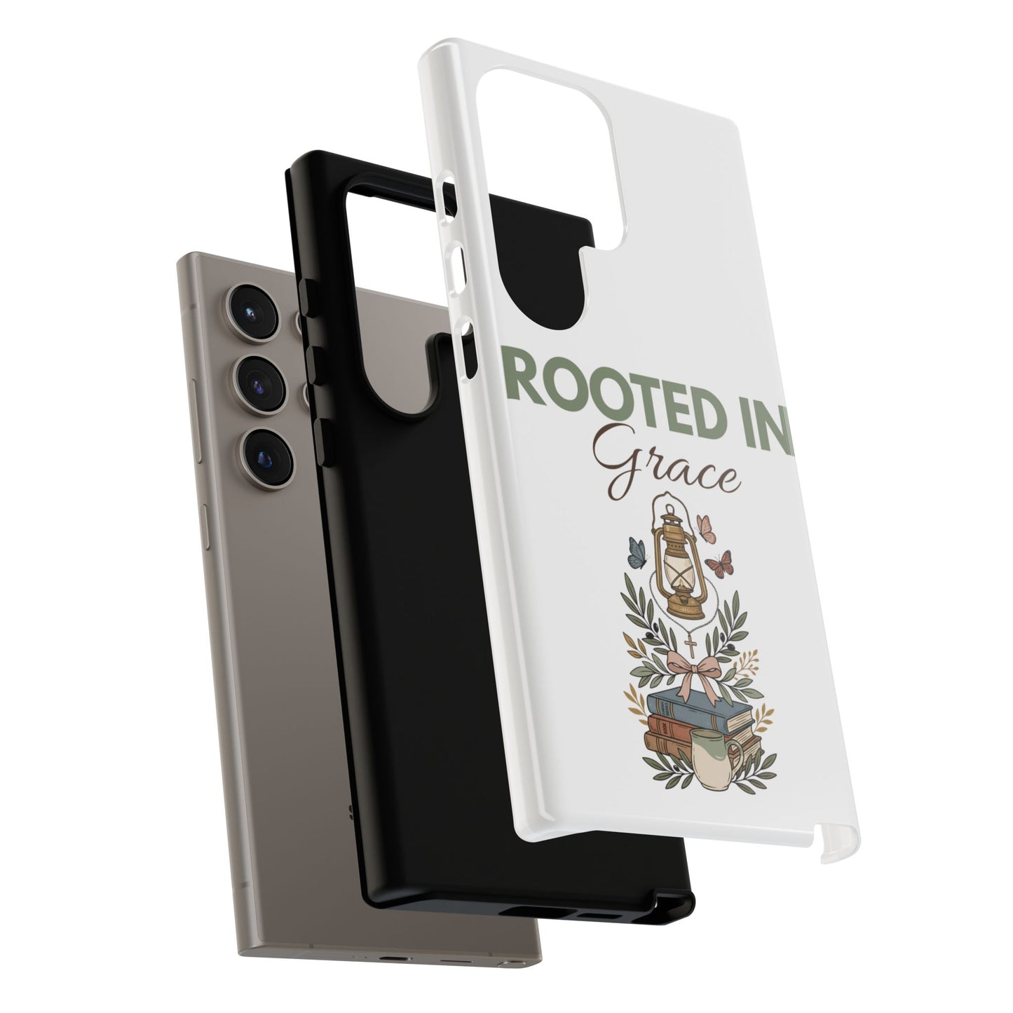 Rooted in Grace Phone Case — Floral Lantern Christian Protective Cover