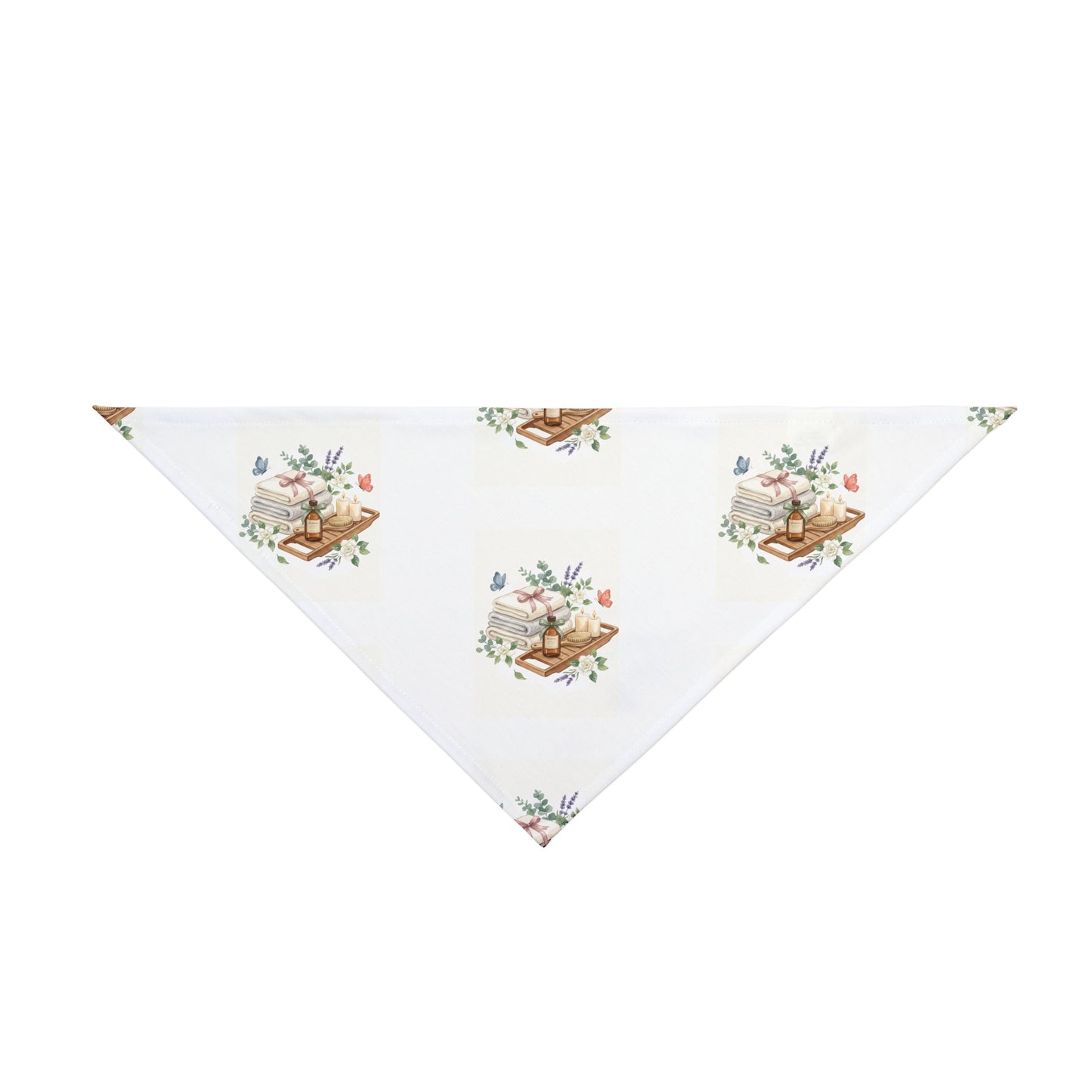Spa Day Pet Bandana – Botanical Dog Bandana – Watercolor Self-Care Pet Scarf – Cozy Dog Bandana