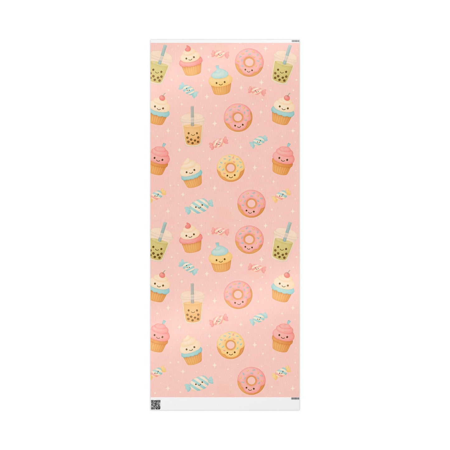 Sweet Treats Kawaii Wrapping Paper – Donuts, Boba, Cupcakes & Candy on Pink