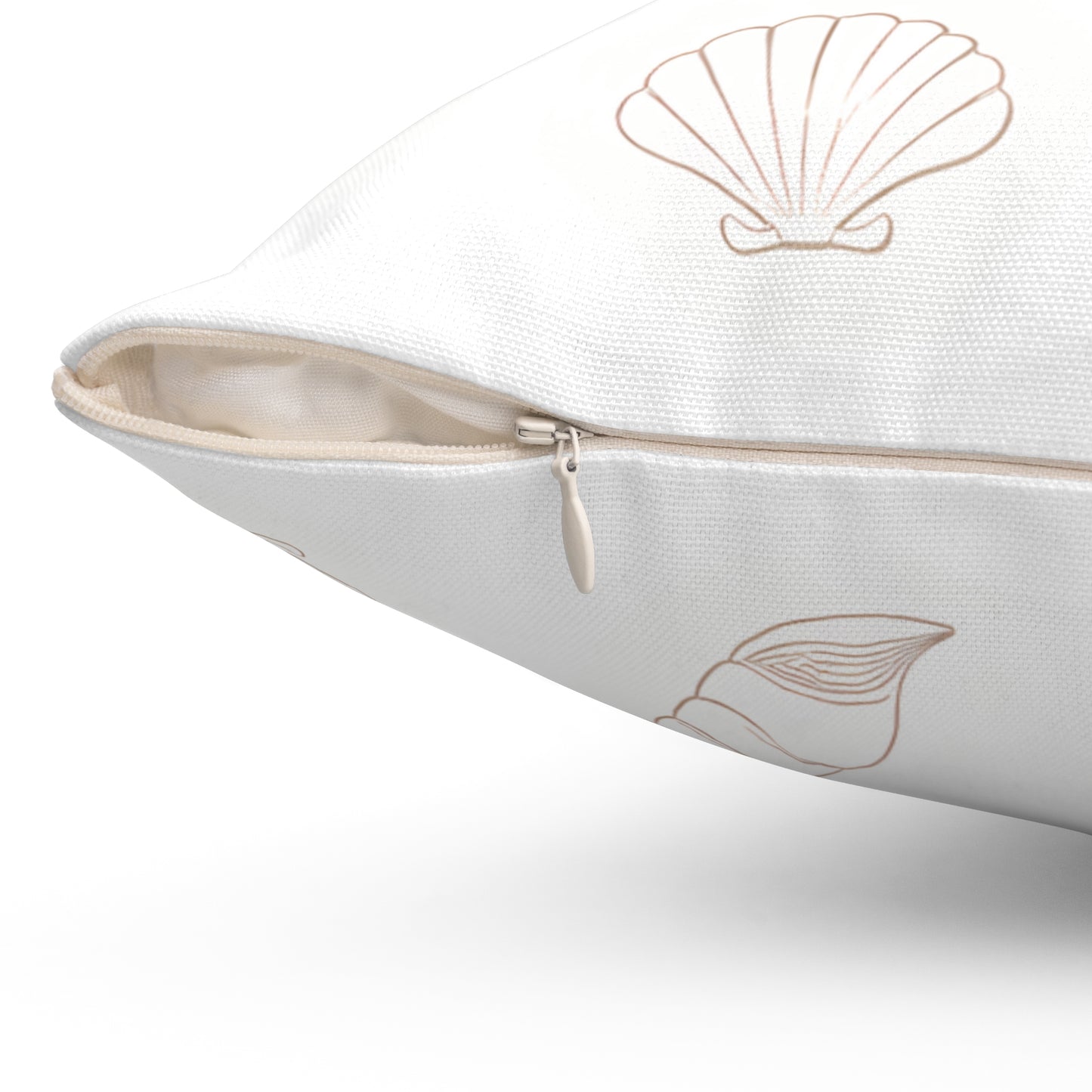 Coastal Seashell Pattern Square Throw Pillow — Soft Pastel Beach Decor