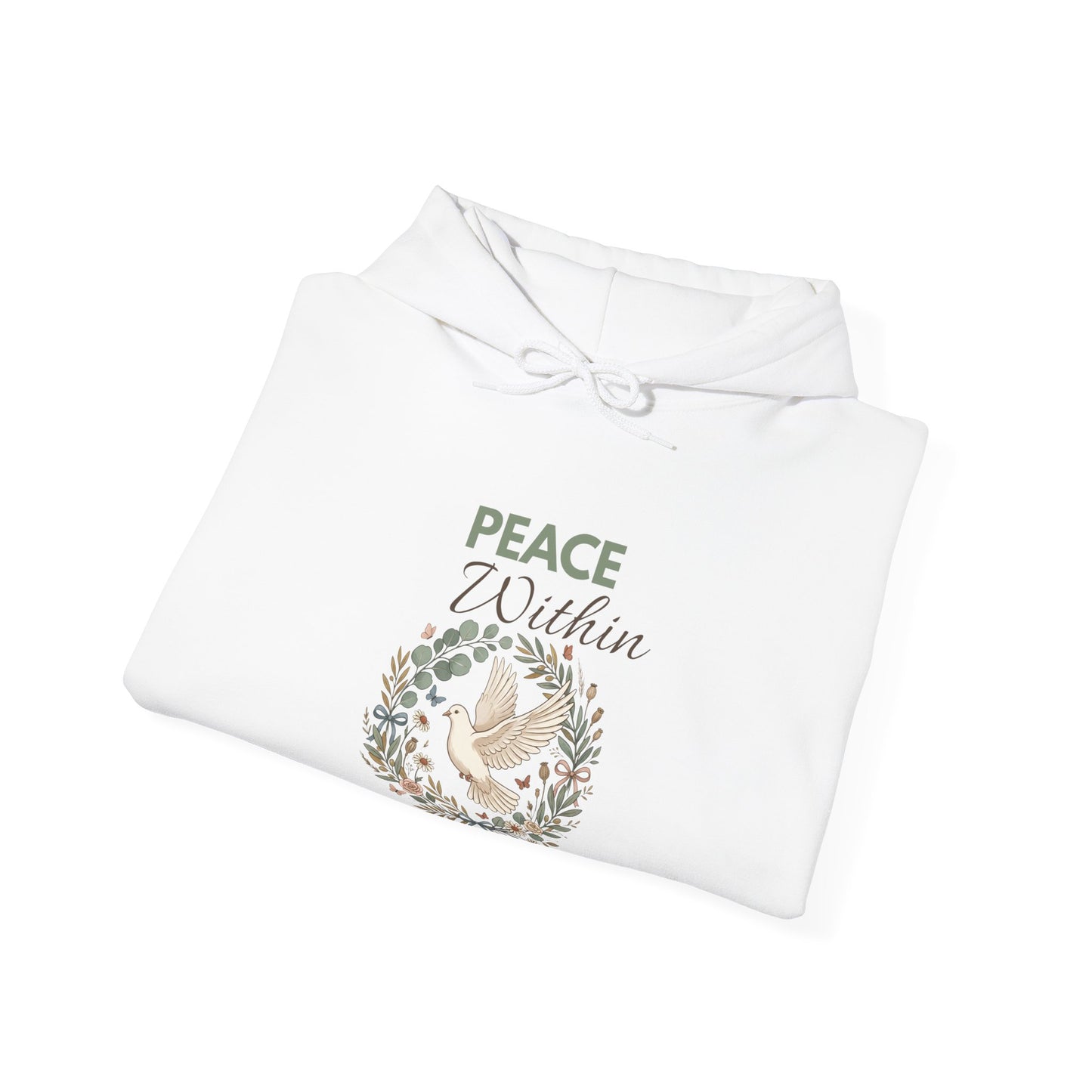 Peace Within Hoodie — Dove Wreath Spiritual Comfort Pullover