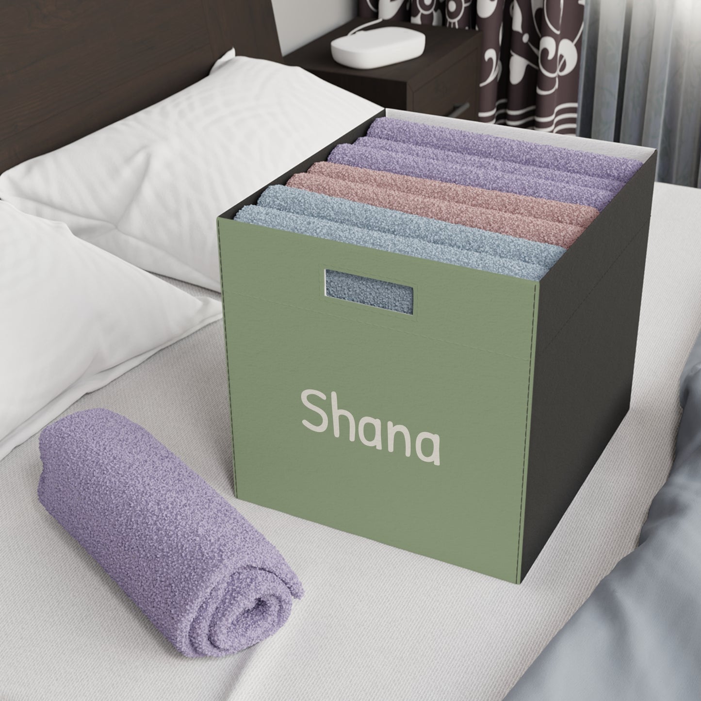 Personalized Felt Storage Box — Custom Name Fabric Bin for Toys, Closet & Nursery Organization