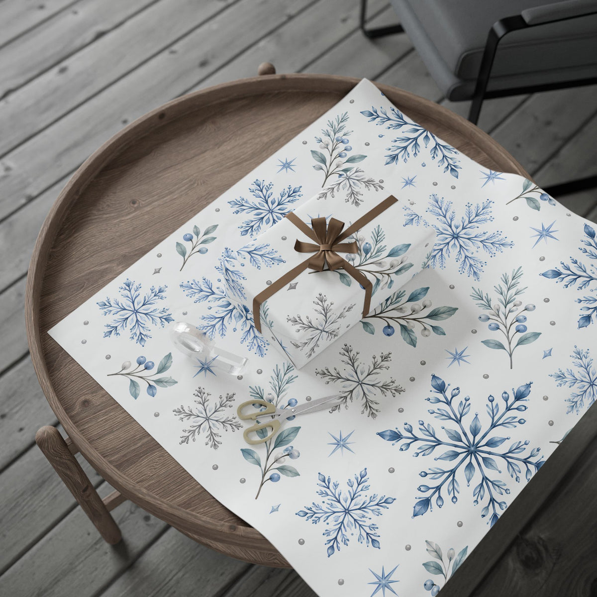 Blue Snowflake Wrapping Paper