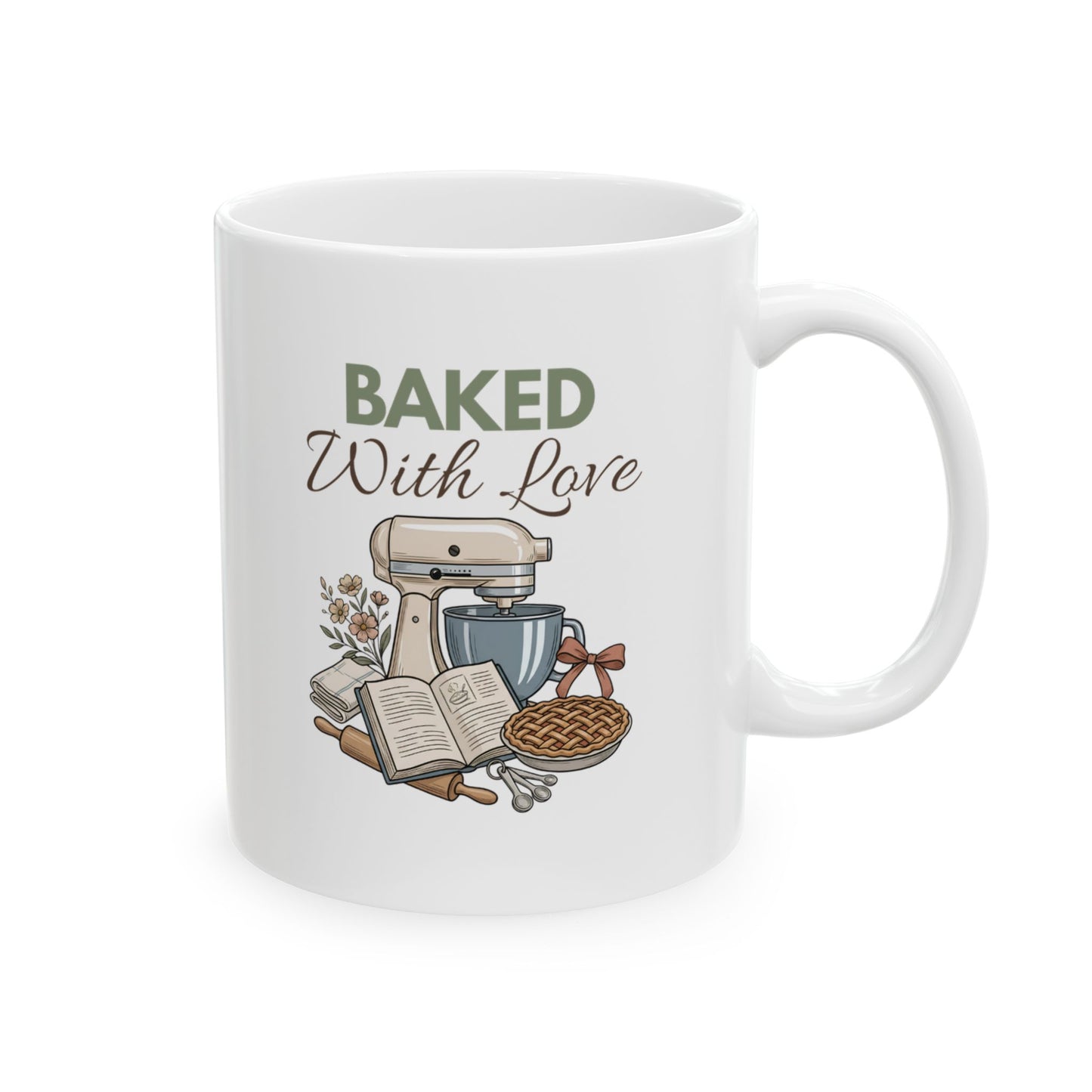 Baked With Love Ceramic Coffee Mug – Baking Lover Coffee Cup – Baker Gift – Cozy Kitchen Mug – 11oz & 15oz