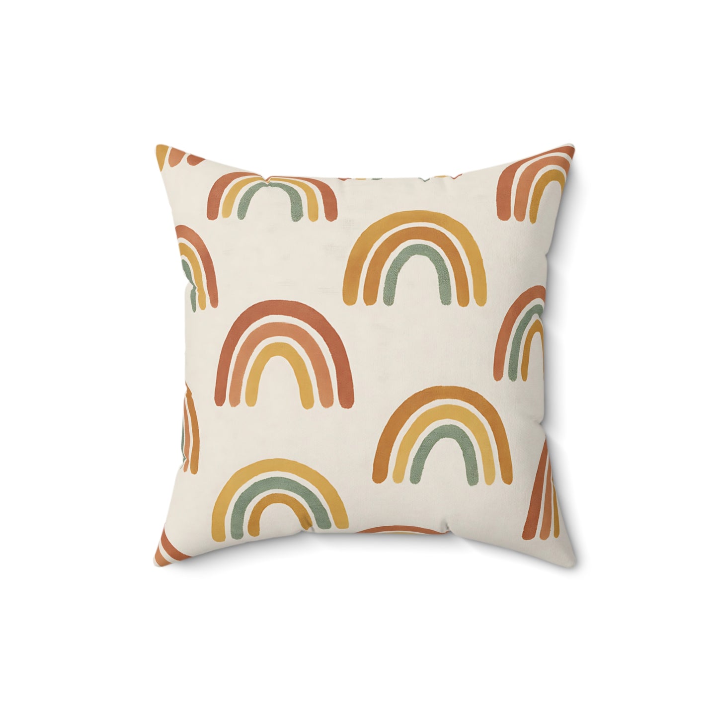 Boho Rainbow Throw Pillow – Double-Sided Decorative Cushion with Earthy Retro Tones