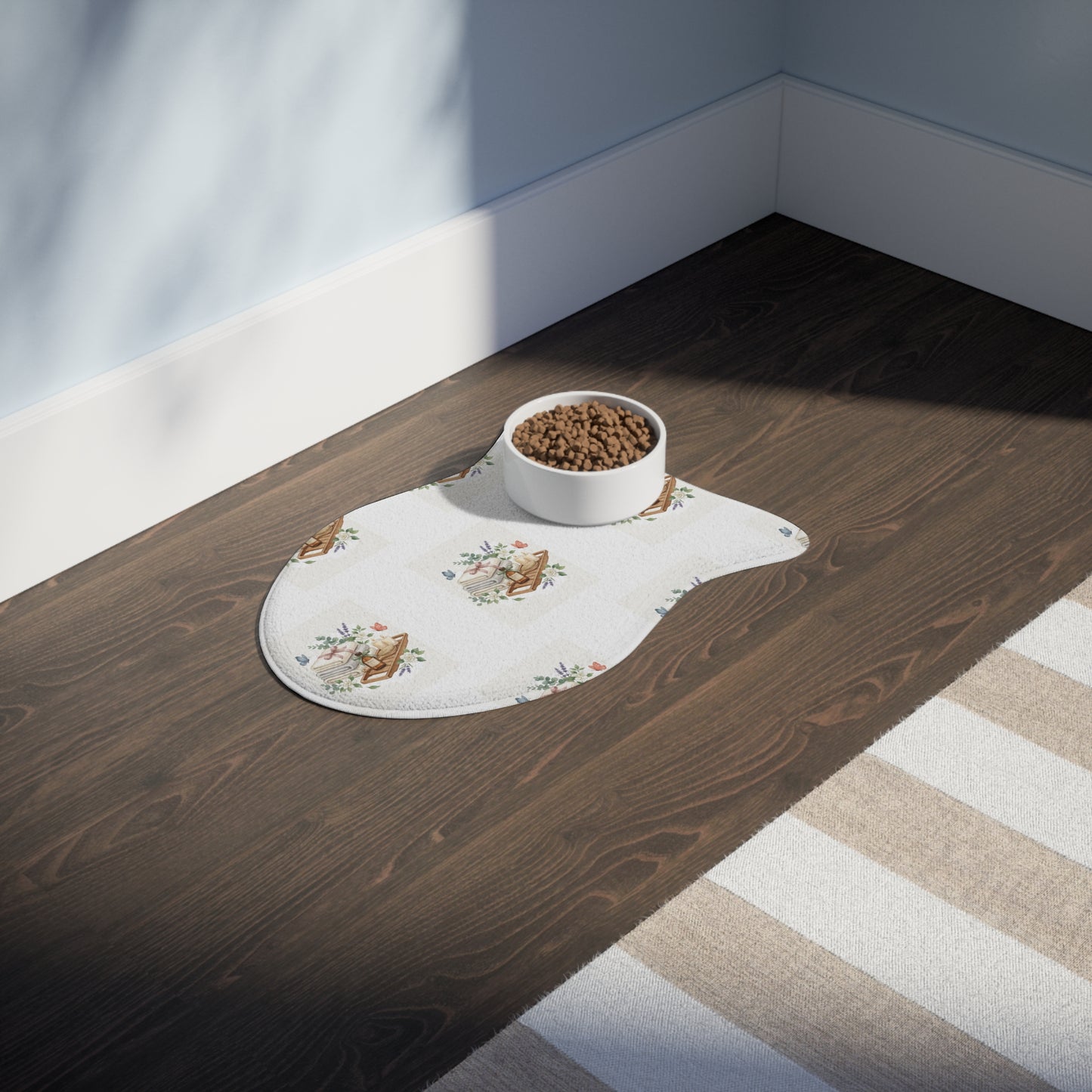 Spa Floral Pet Feeding Mat — Non-Slip Dog & Cat Bowl Placemat