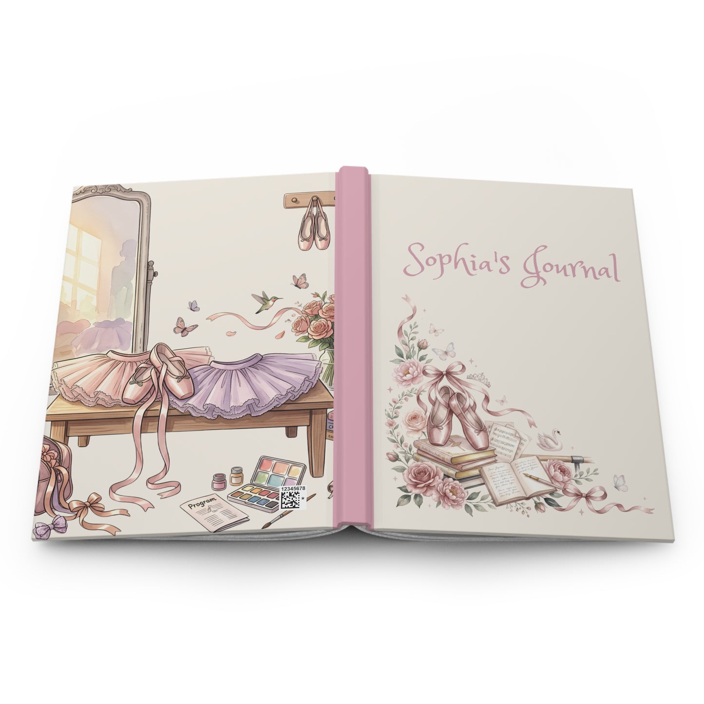 Ballerina Floral Hardcover Journal — Personalized 'Sophia's Journal' Ballet Keepsake