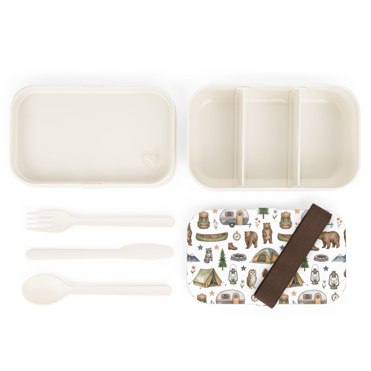 Camping Pattern Bento Lunch Box — Cute Outdoor Adventure Design