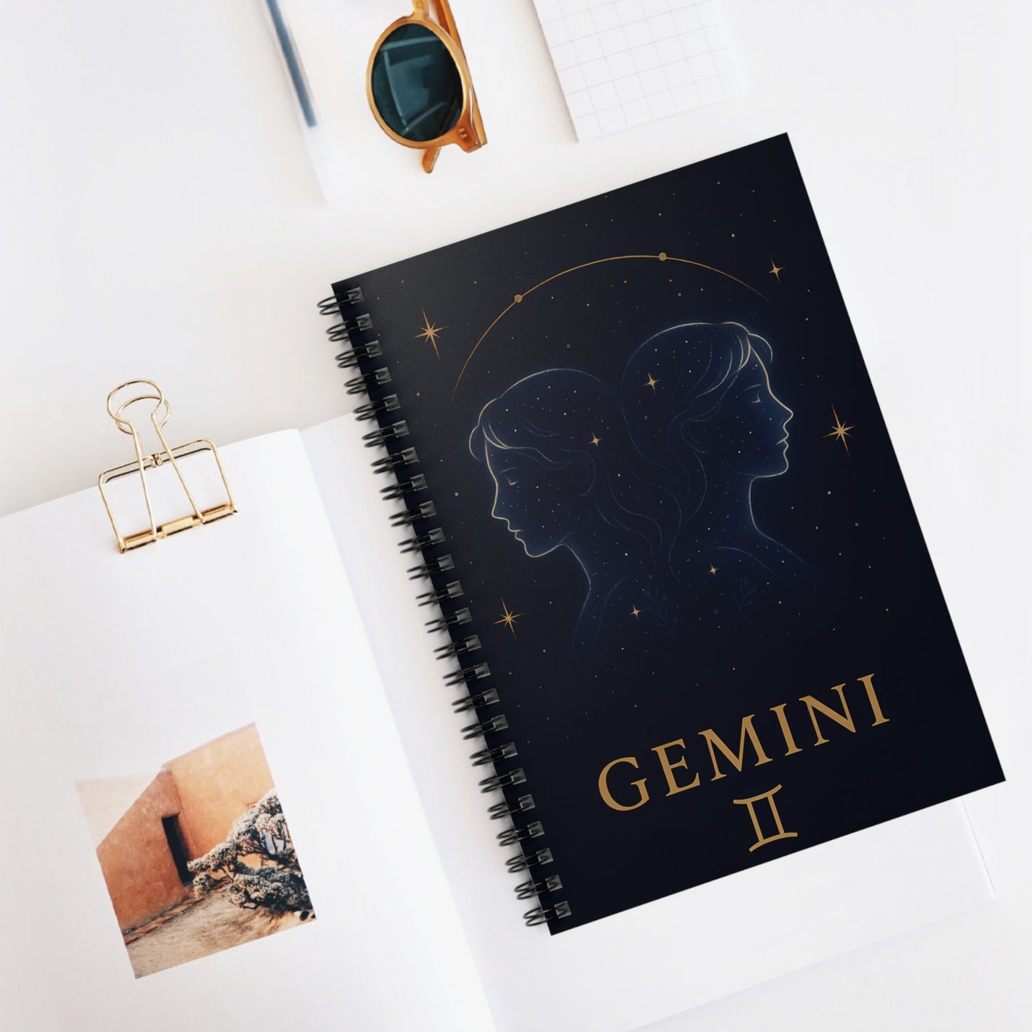 Gemini Zodiac Galaxy Spiral Notebook – Twin Constellation Astrology Journal (6" x 8", 118 Pages)