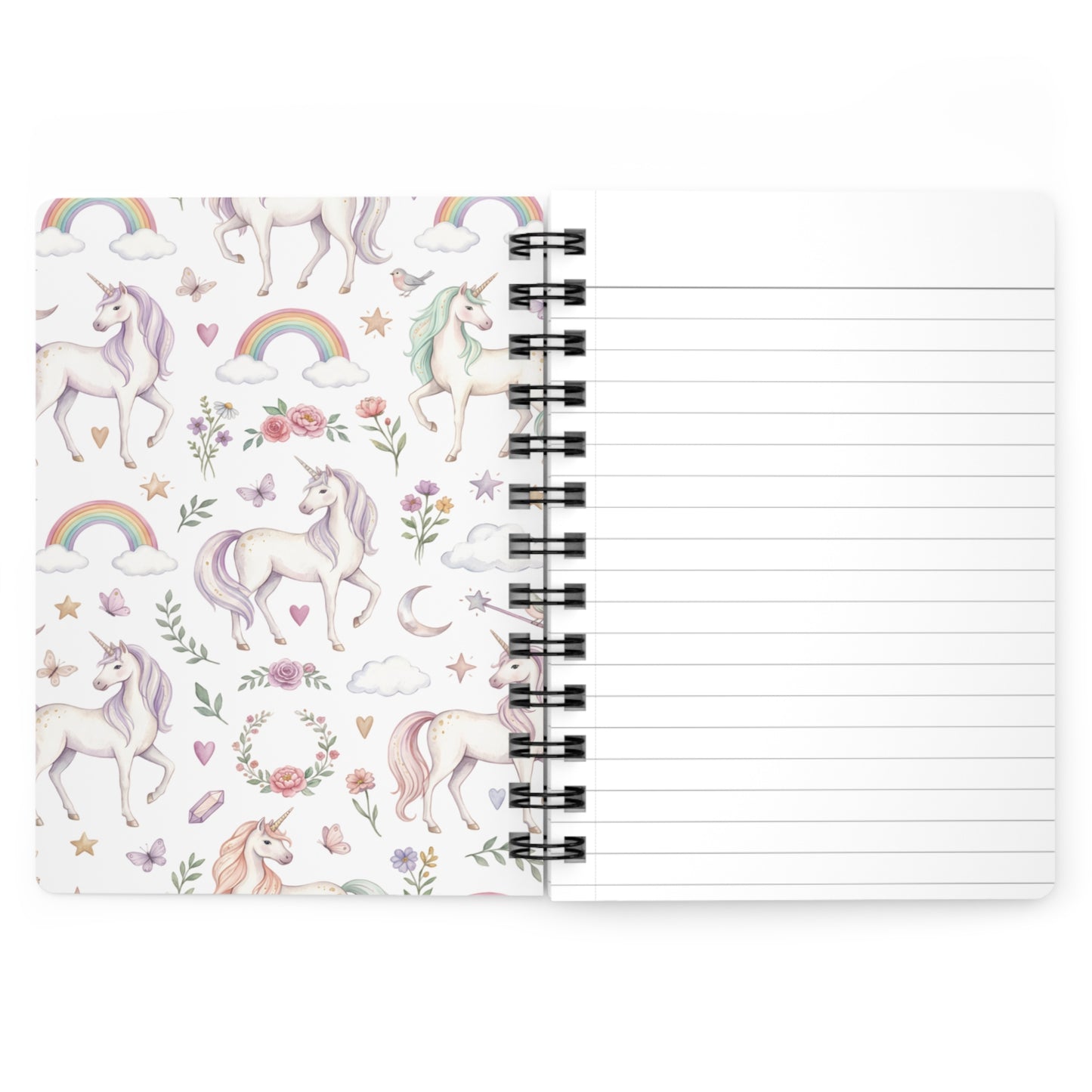 Personalized Unicorn Spiral Journal — "Mandie’s Journal" Cute Pastel Notebooks for Kids & Teens