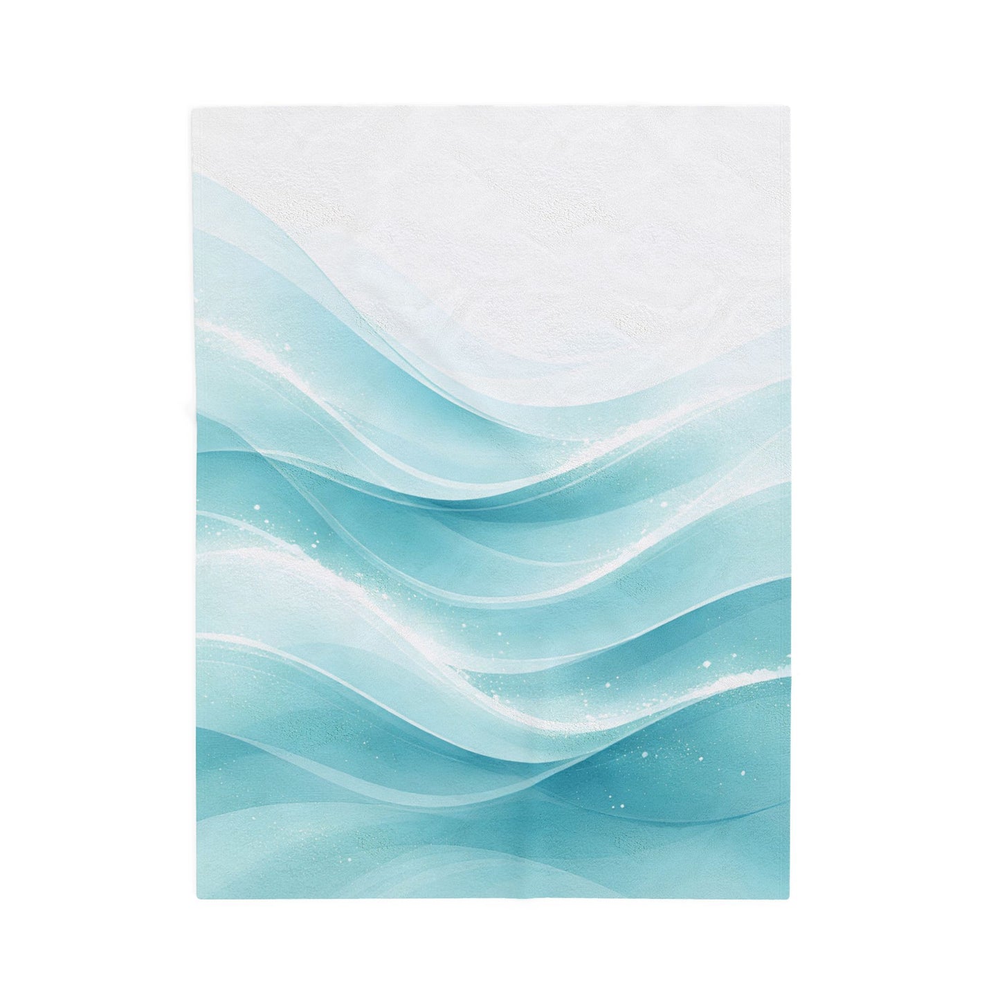 Aqua Wave Velveteen Plush Blanket — Soft Ocean Blue Throw for Cozy Bedrooms & Beach House Decor