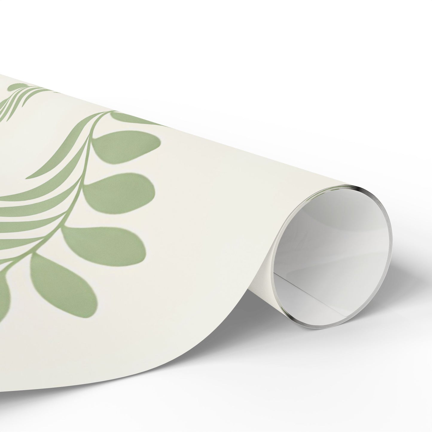 Botanical Leaf Pattern Wrapping Paper Roll — Green Foliage Gift Wrap
