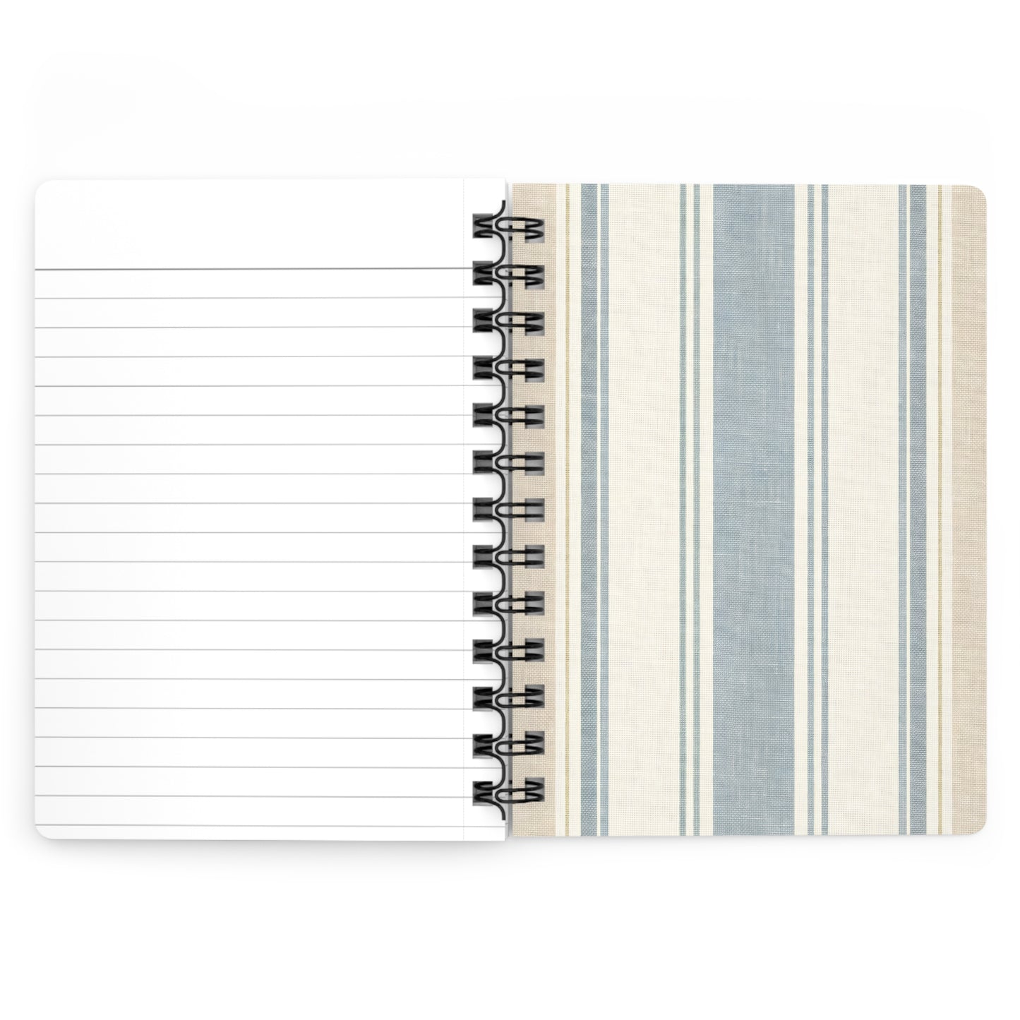 Striped Spiral Journal — Blue Neutral Vintage Notebook