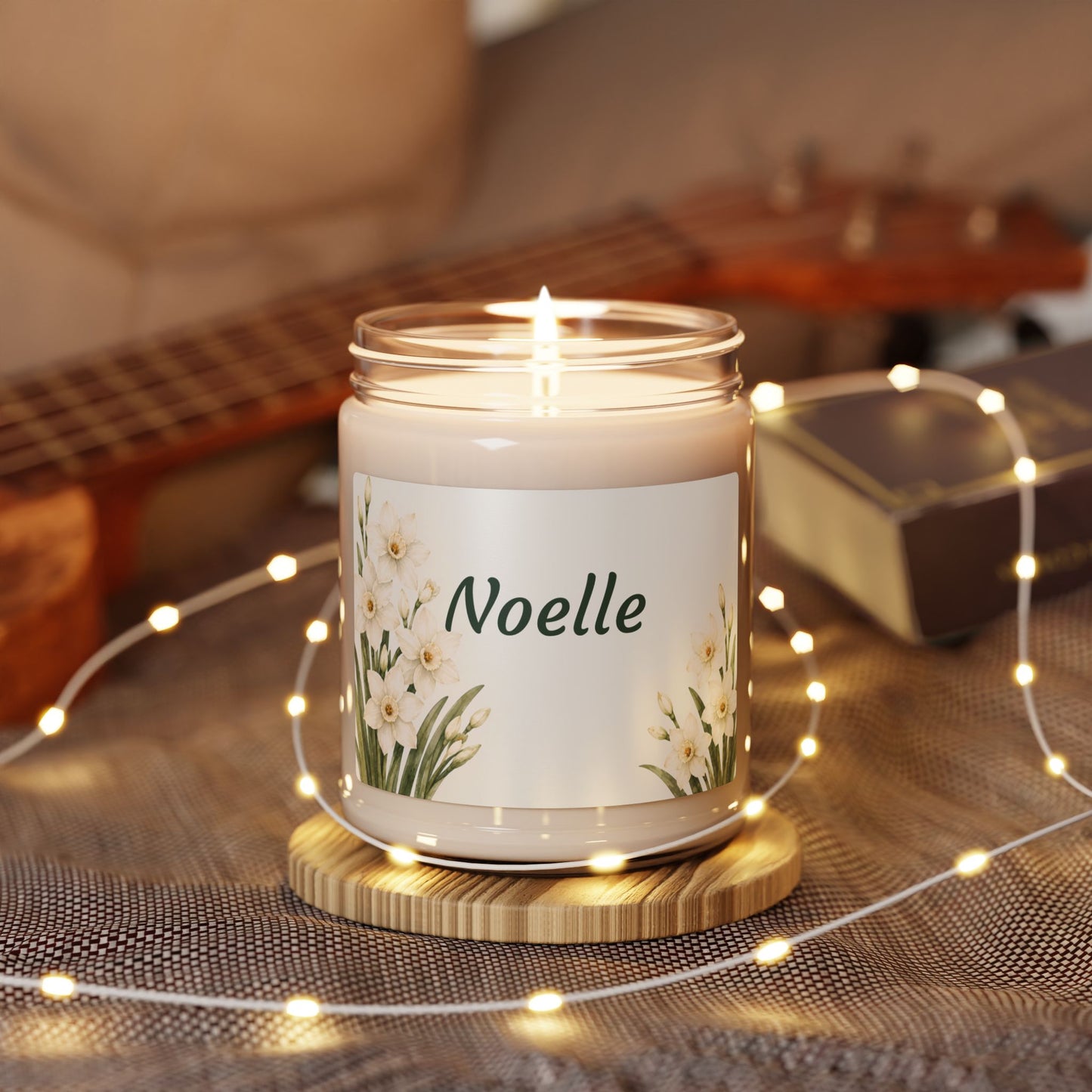 Personalized Floral Soy Candle — 'Noelle' Scented 9oz Jar