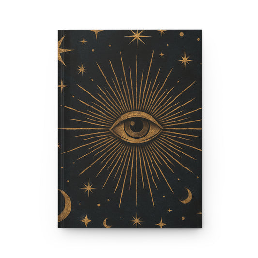 Mystic Eye & Stars Matte Hardcover Journal – Celestial Gold on Black