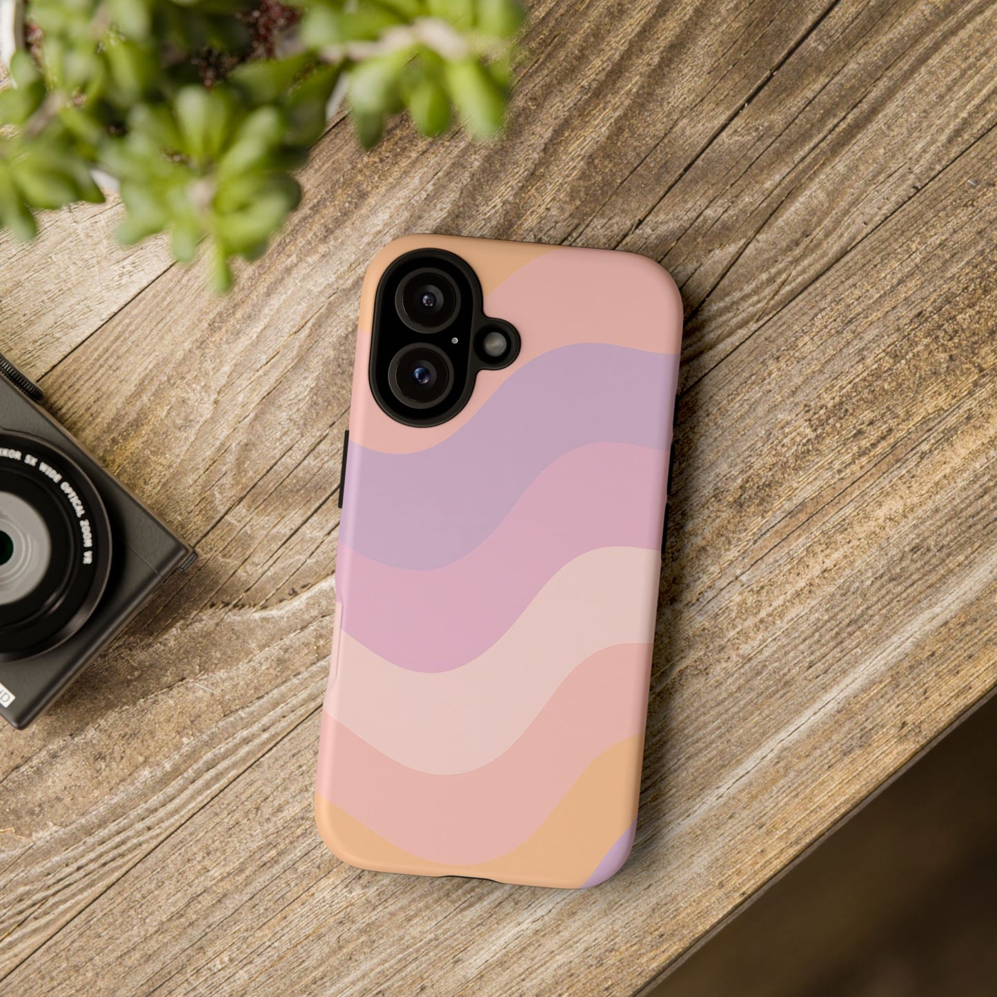 Retro Sunset Wave Phone Case – Groovy Pastel Abstract Design