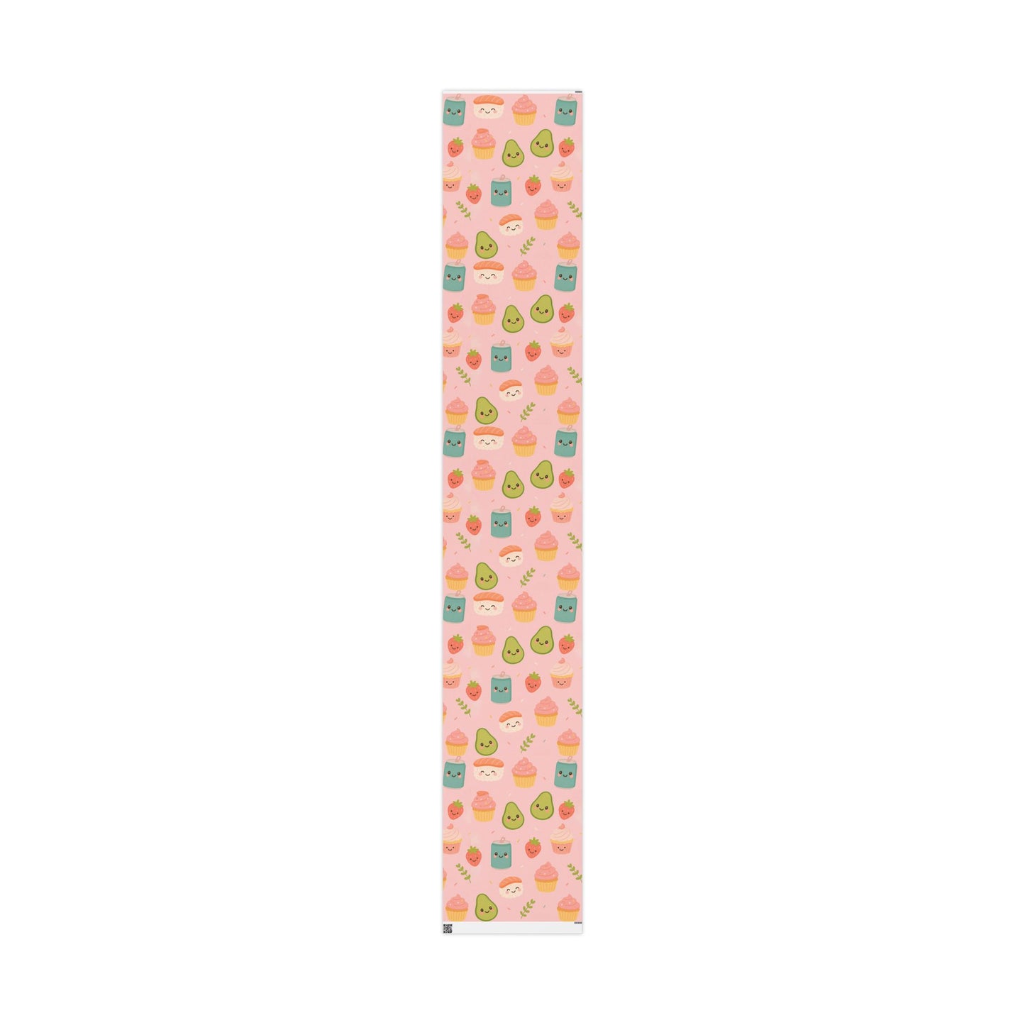 Kawaii Treats Wrapping Paper – Cute Sushi, Cupcakes, Avocados & More on Pink