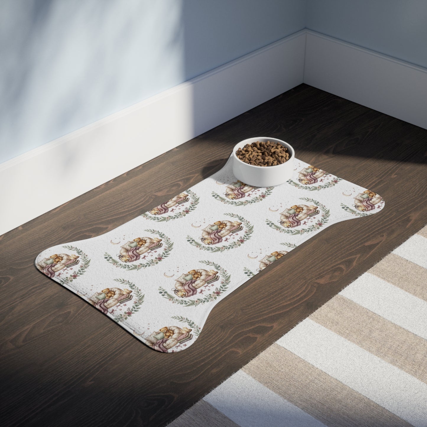 Watercolor Pet Feeding Mat — Cute Floral Placemat for Dogs