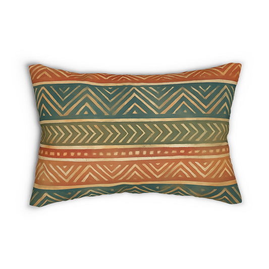 Southwest Geometric Lumbar Pillow – Boho Earth Tone Tribal Print