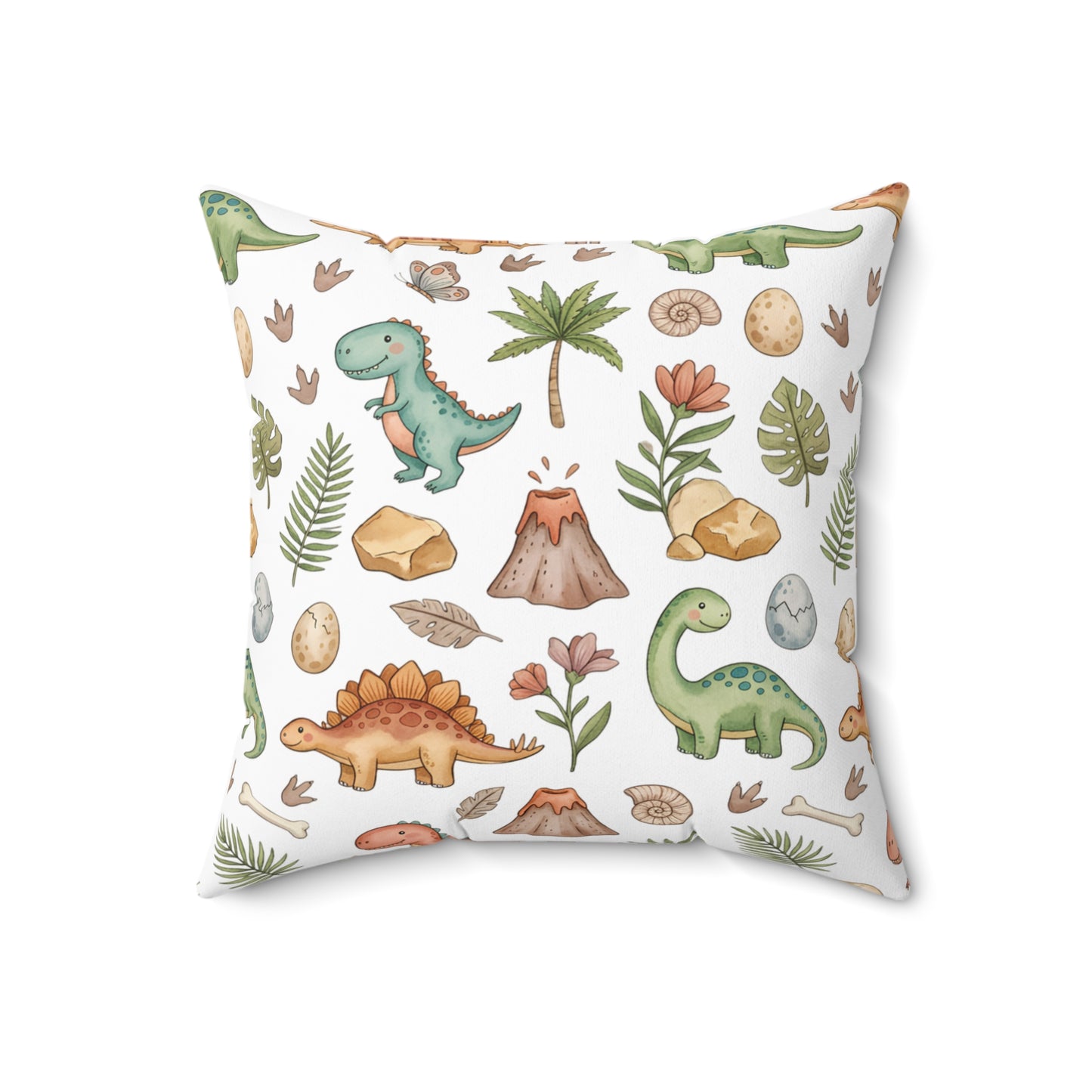 Dinosaur Pattern Spun Polyester Pillow — Cute Nursery Dino Throw Pillow