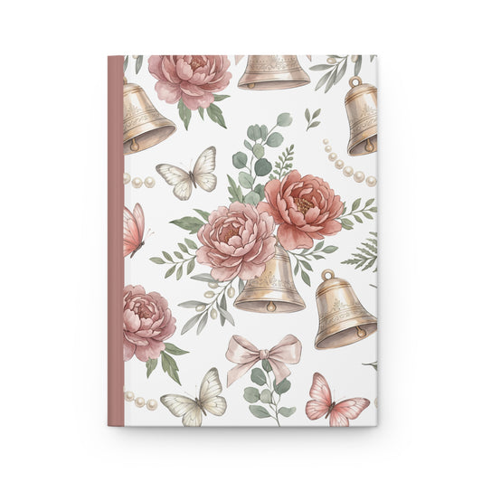 Floral Wedding Bells Hardcover Journal — Vintage Roses & Butterflies Notebook