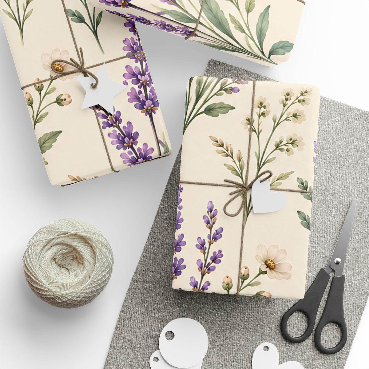 Lavender & Daisy Floral Wrapping Paper Roll — Botanical Gift Wrap for Birthdays, Weddings & Spring Celebrations