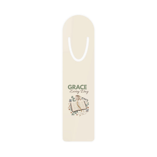 Grace Every Day Bookmark — Inspirational Christian Metal Bookmark with Bible Design
