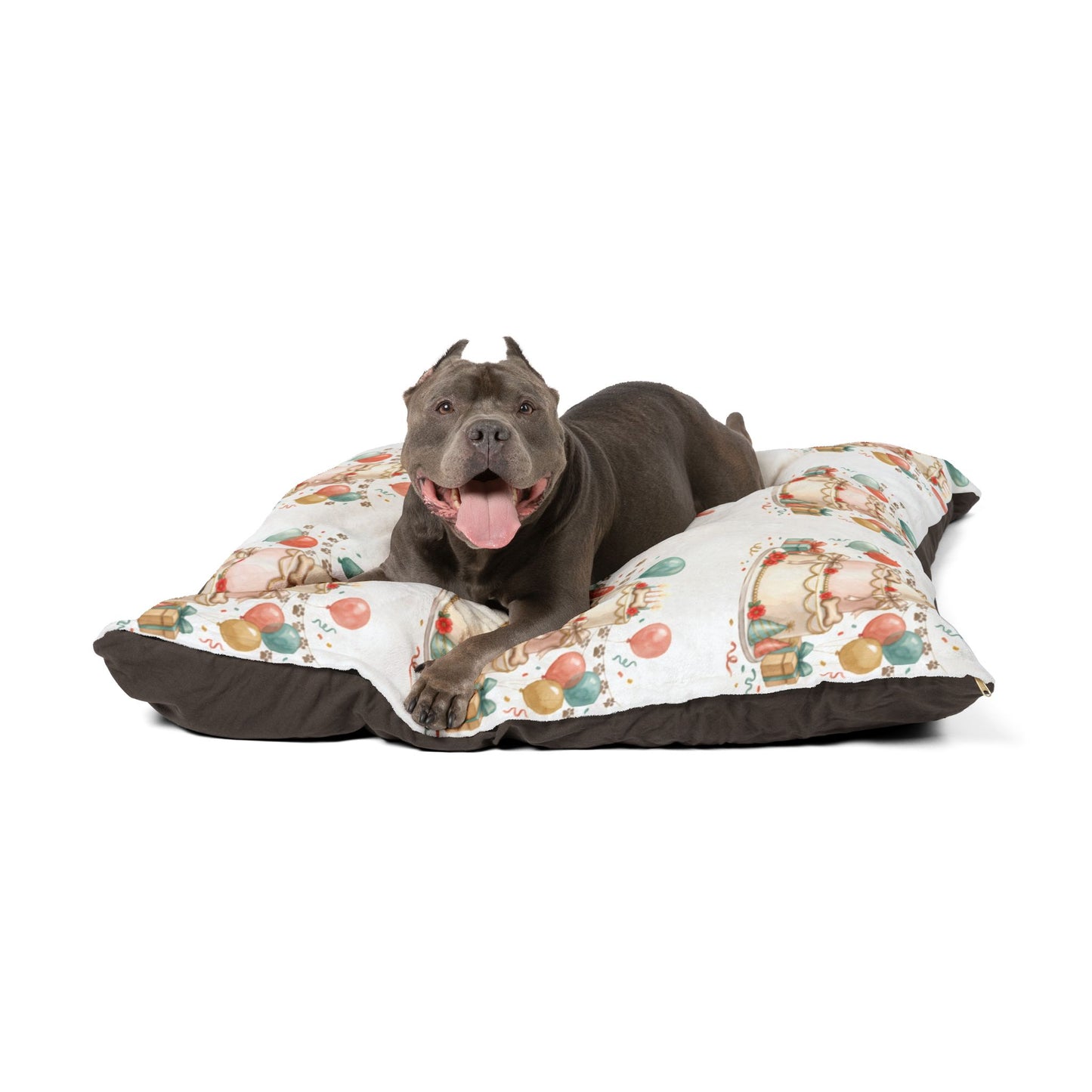 Birthday Cake Pet Bed - Festive Balloon Dog Bed Cushion