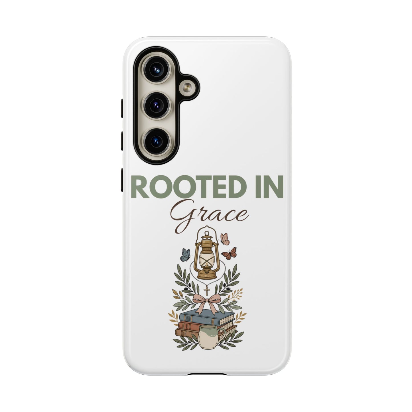 Rooted in Grace Phone Case — Floral Lantern Christian Protective Cover