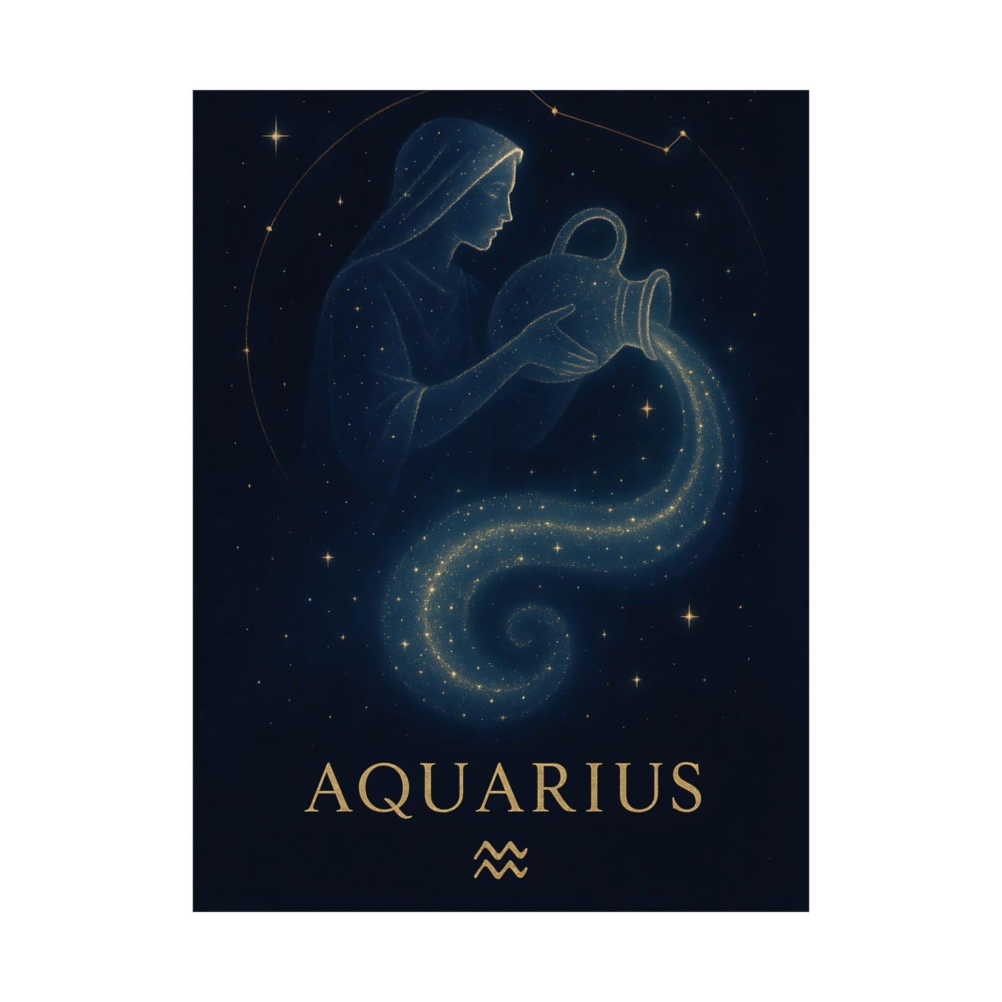 Aquarius Zodiac Constellation Matte Poster – Celestial Water Bearer Astrology Wall Art Print (Multiple Sizes)