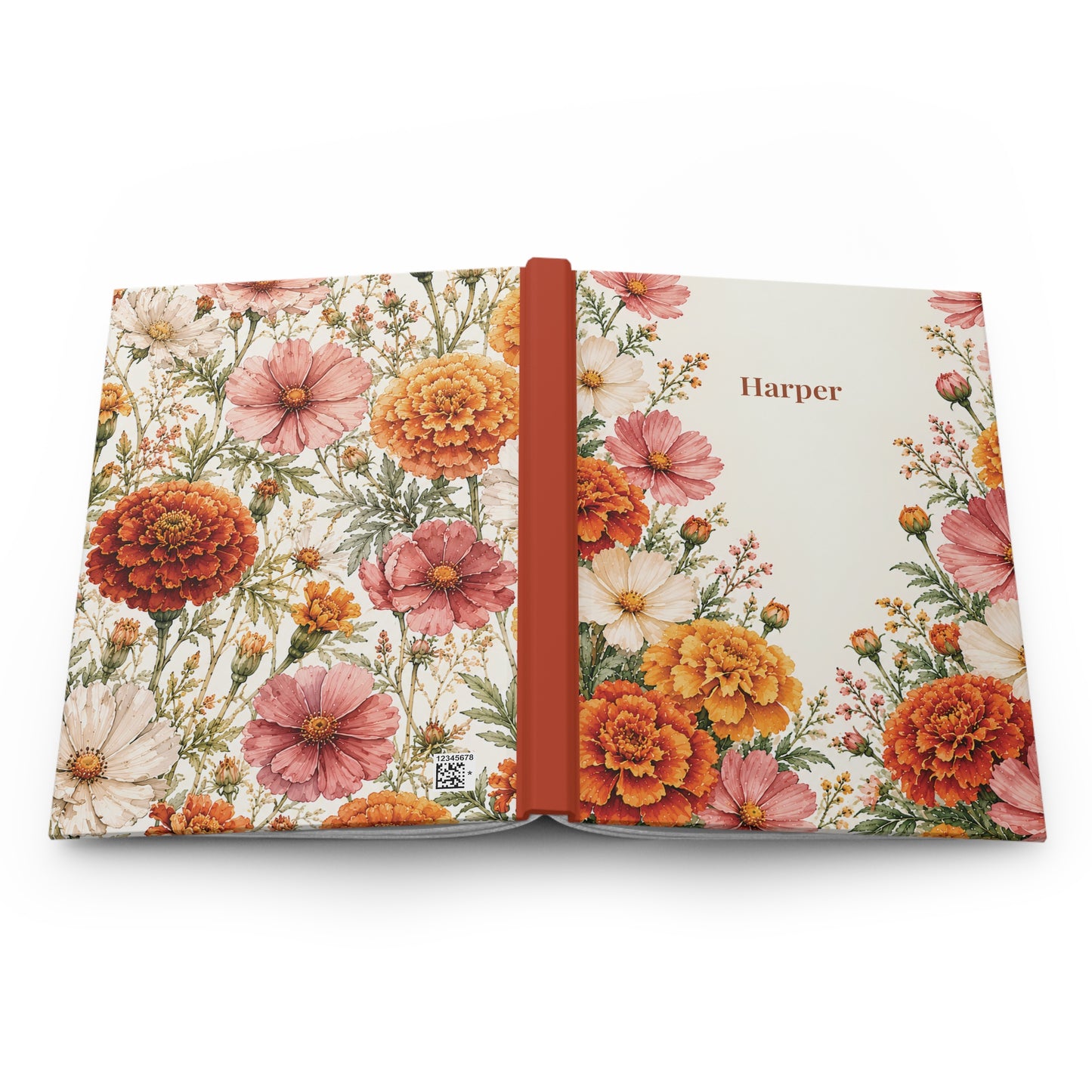 Hardcover Journal — Personalized Floral Notebook (Marigold & Cosmos)